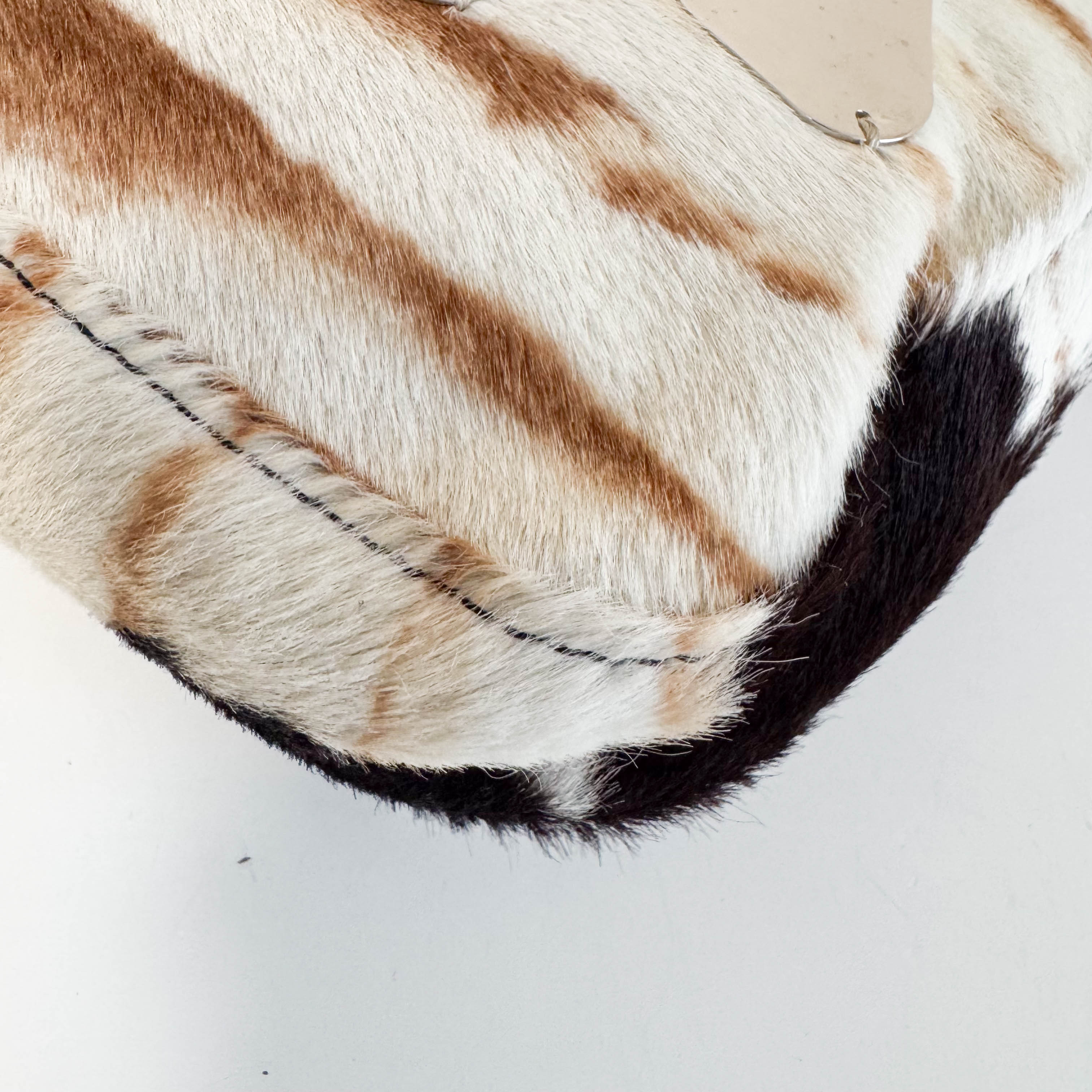 Mirror Pony Hair Baguette Shoulder Bag