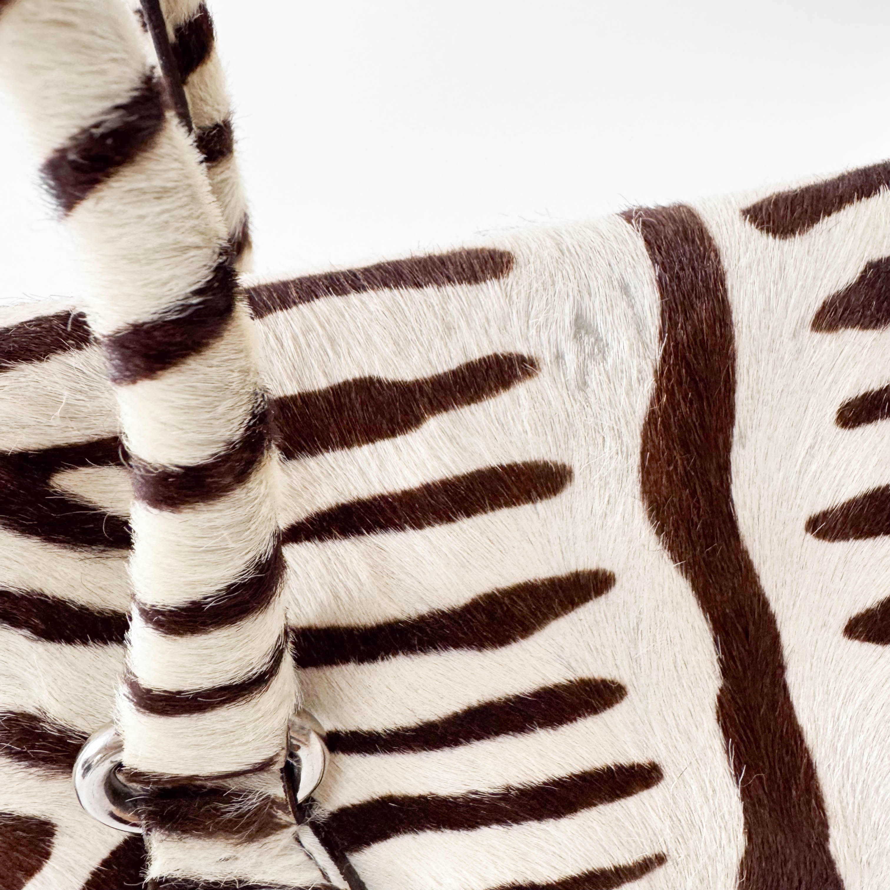 Neutral Zebra Print Pony Hair Shoulder Bag