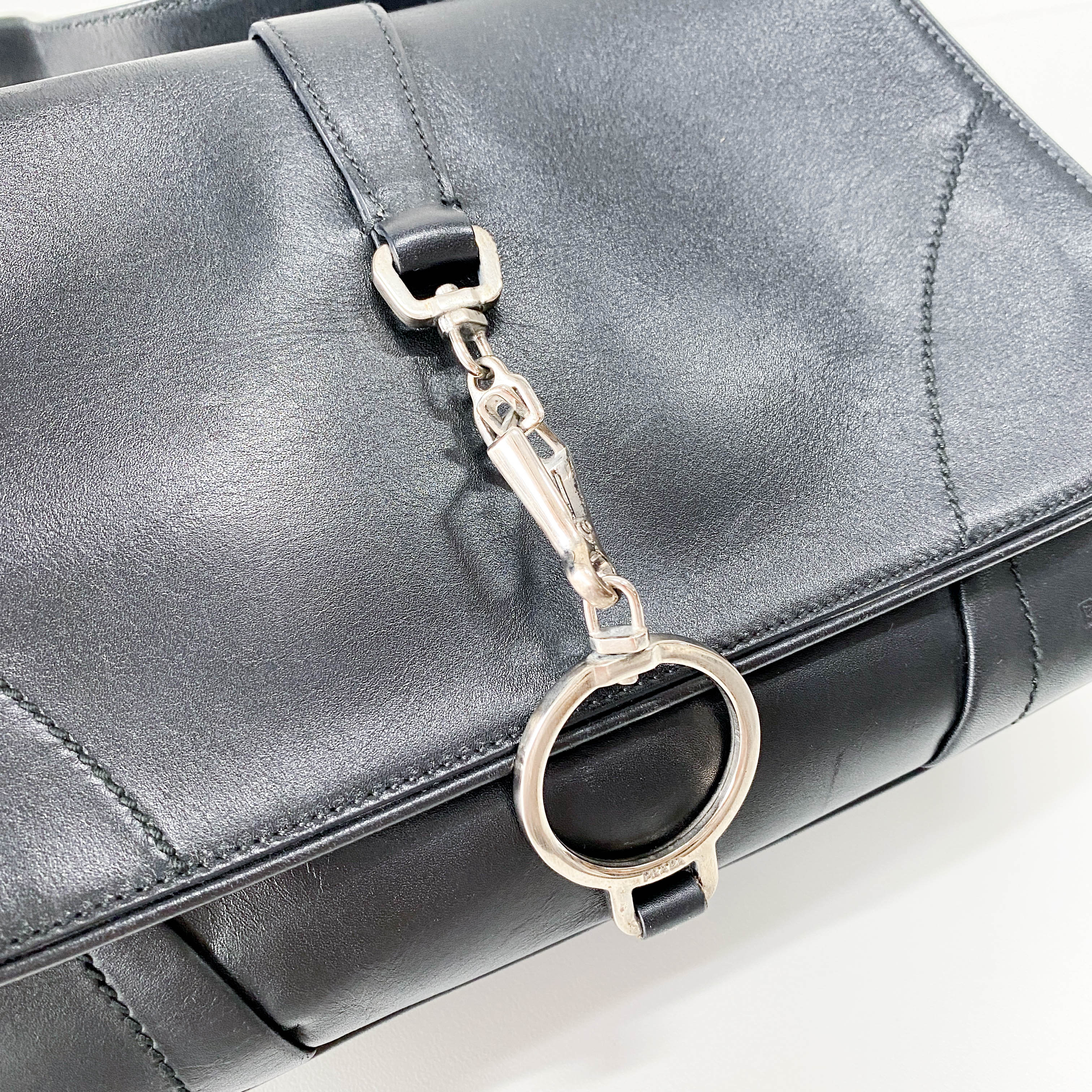 Archive Black Leather Shoulder Bag