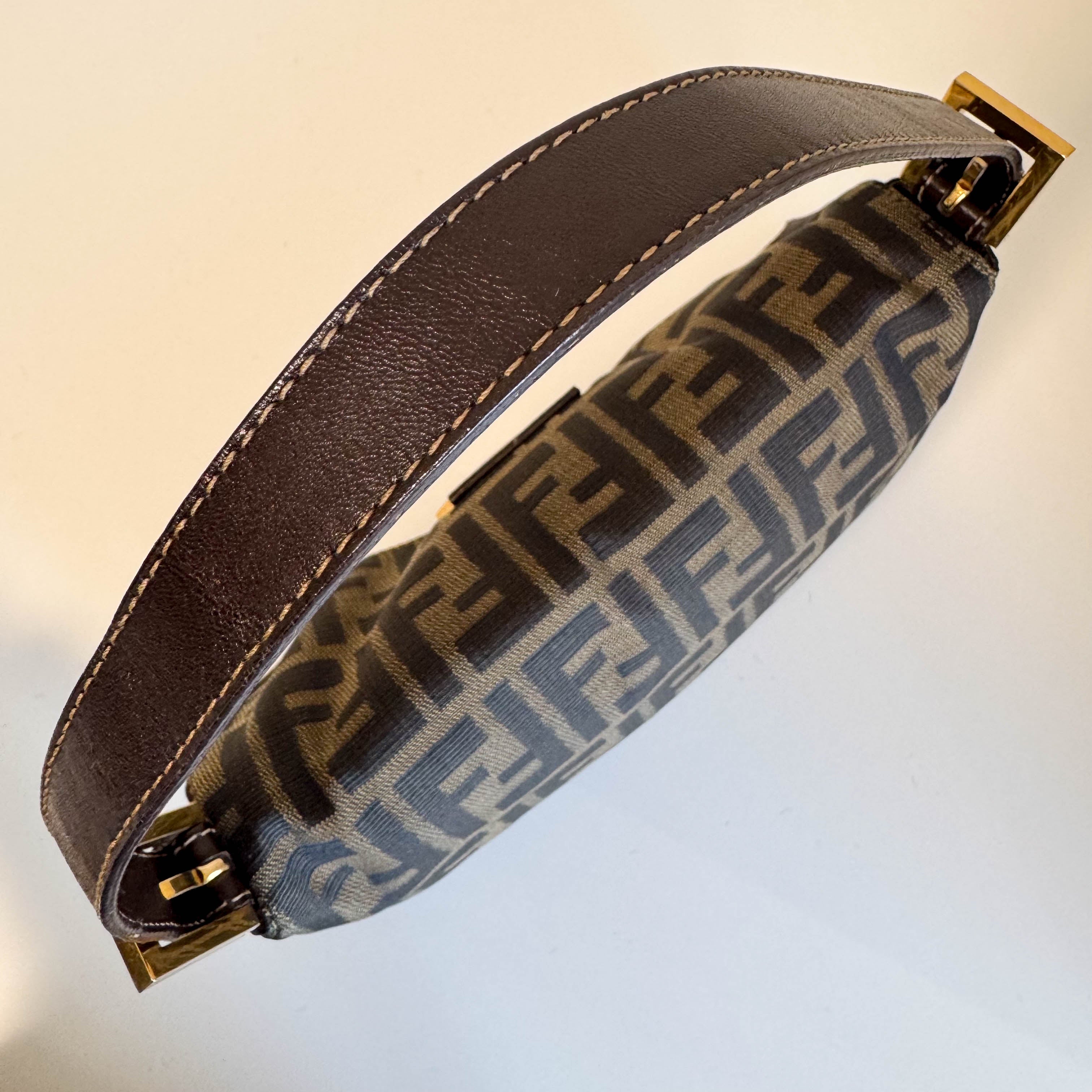 Baguette Zucca Shoulder Bag with Gold Hardware