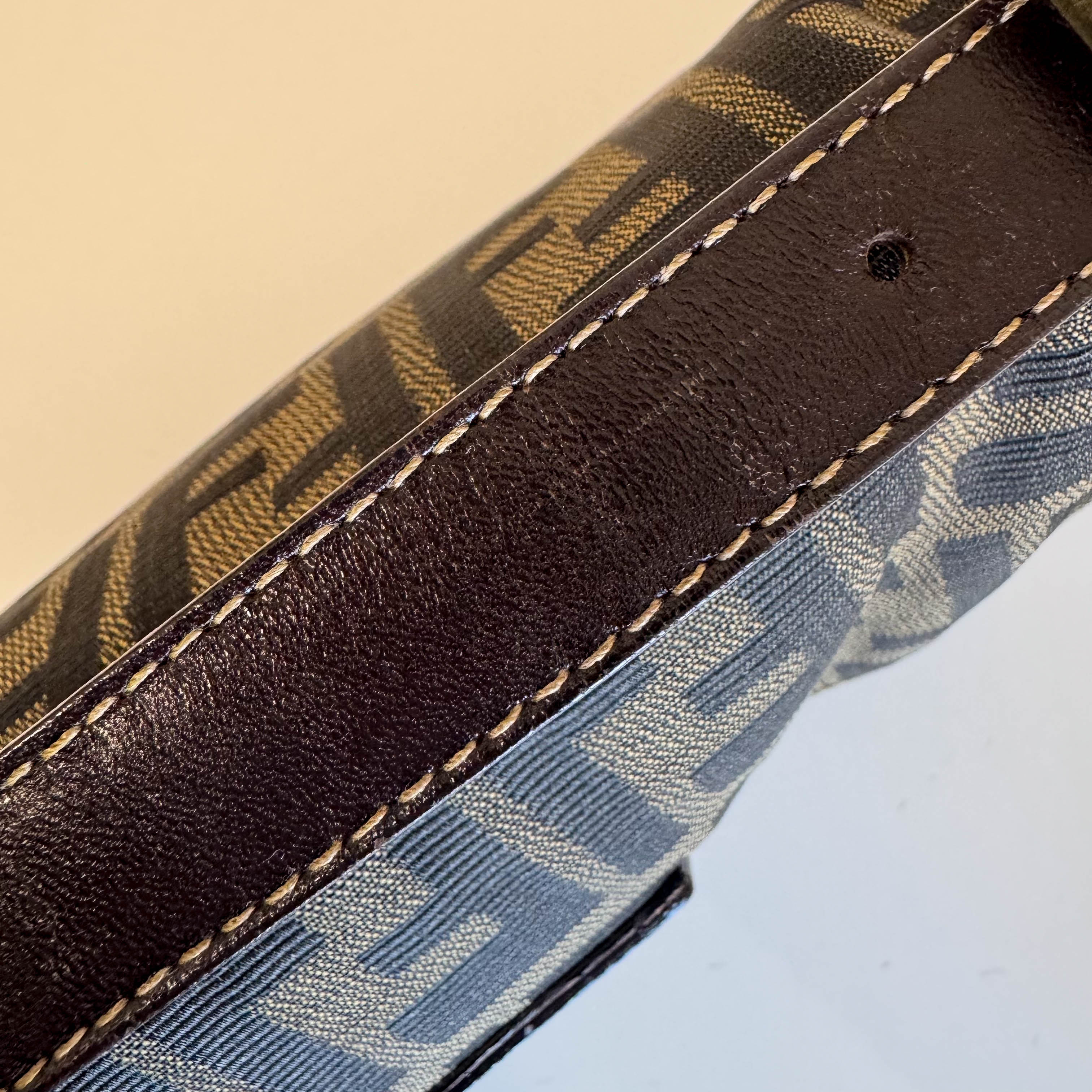 Baguette Zucca Shoulder Bag with Gold Hardware