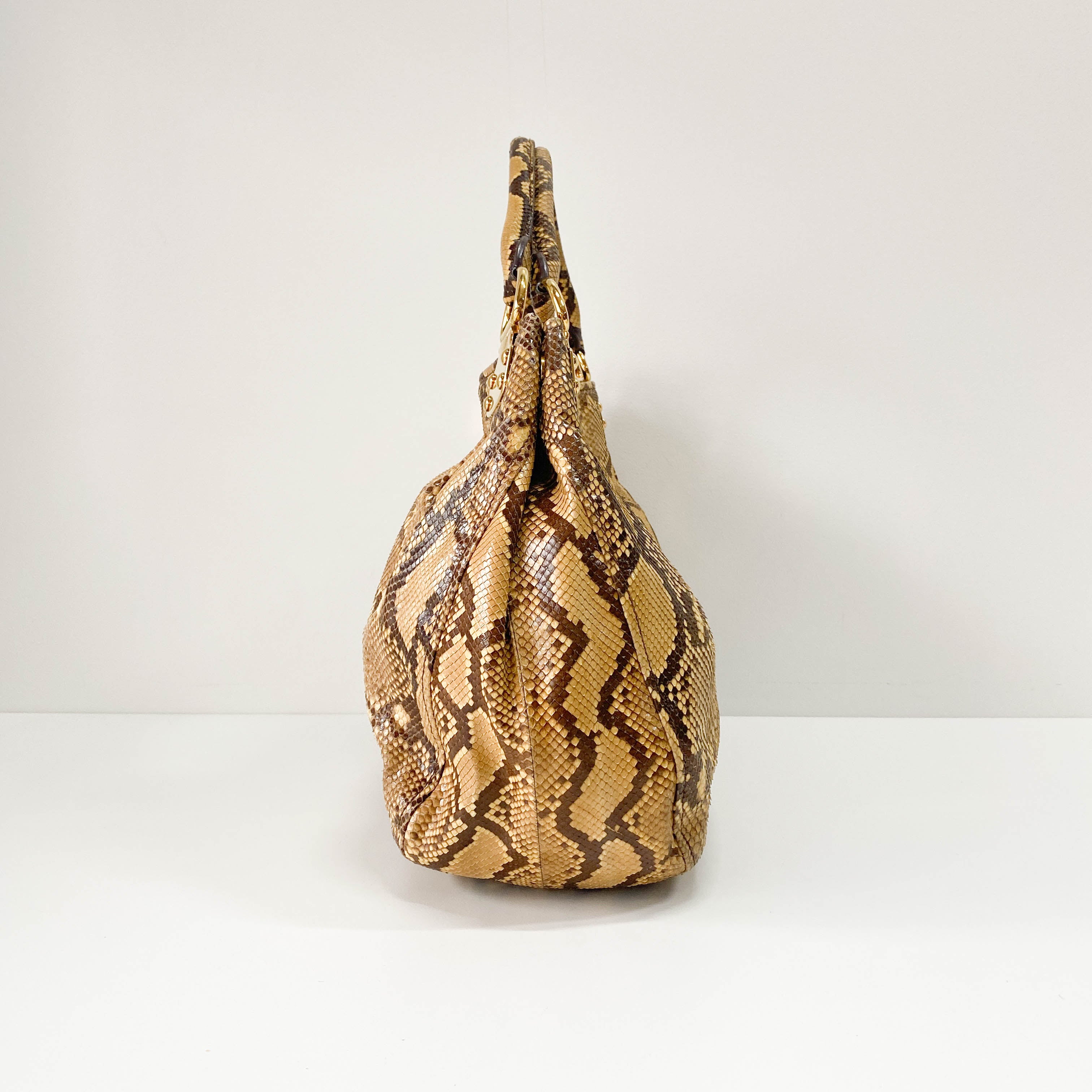 Yellow Embossed Python Leather