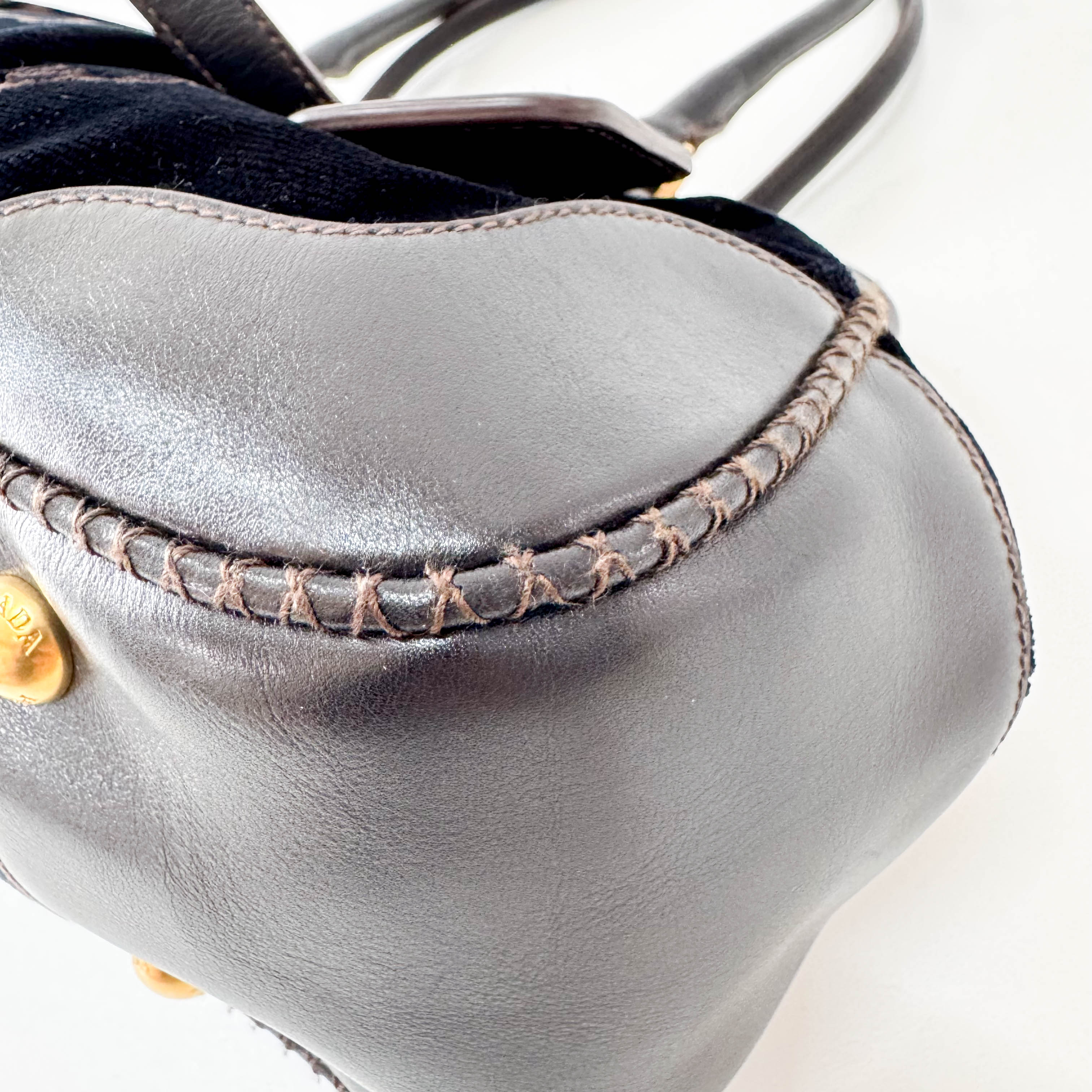 Frame Logo Print Velvet Bag