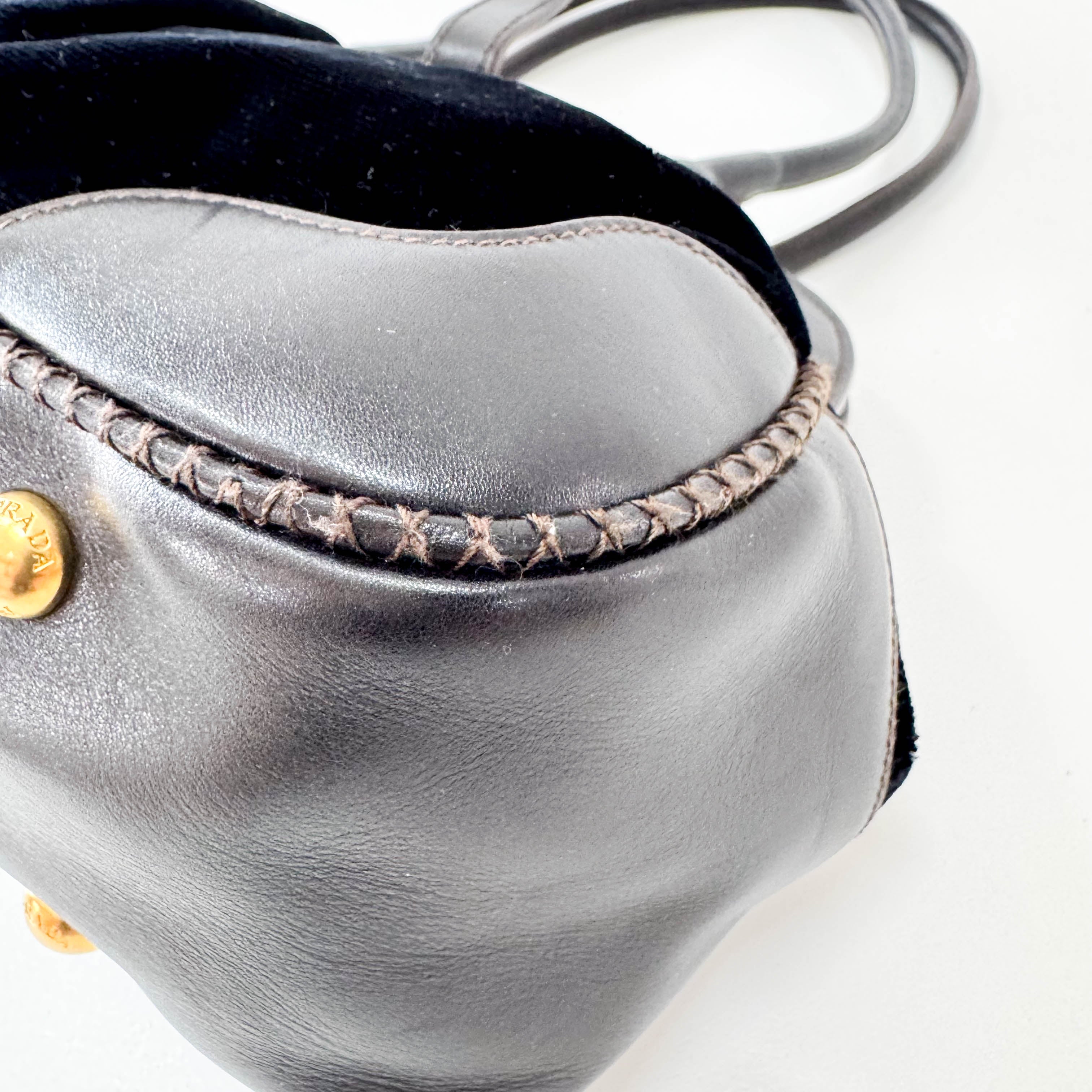 Frame Logo Print Velvet Bag