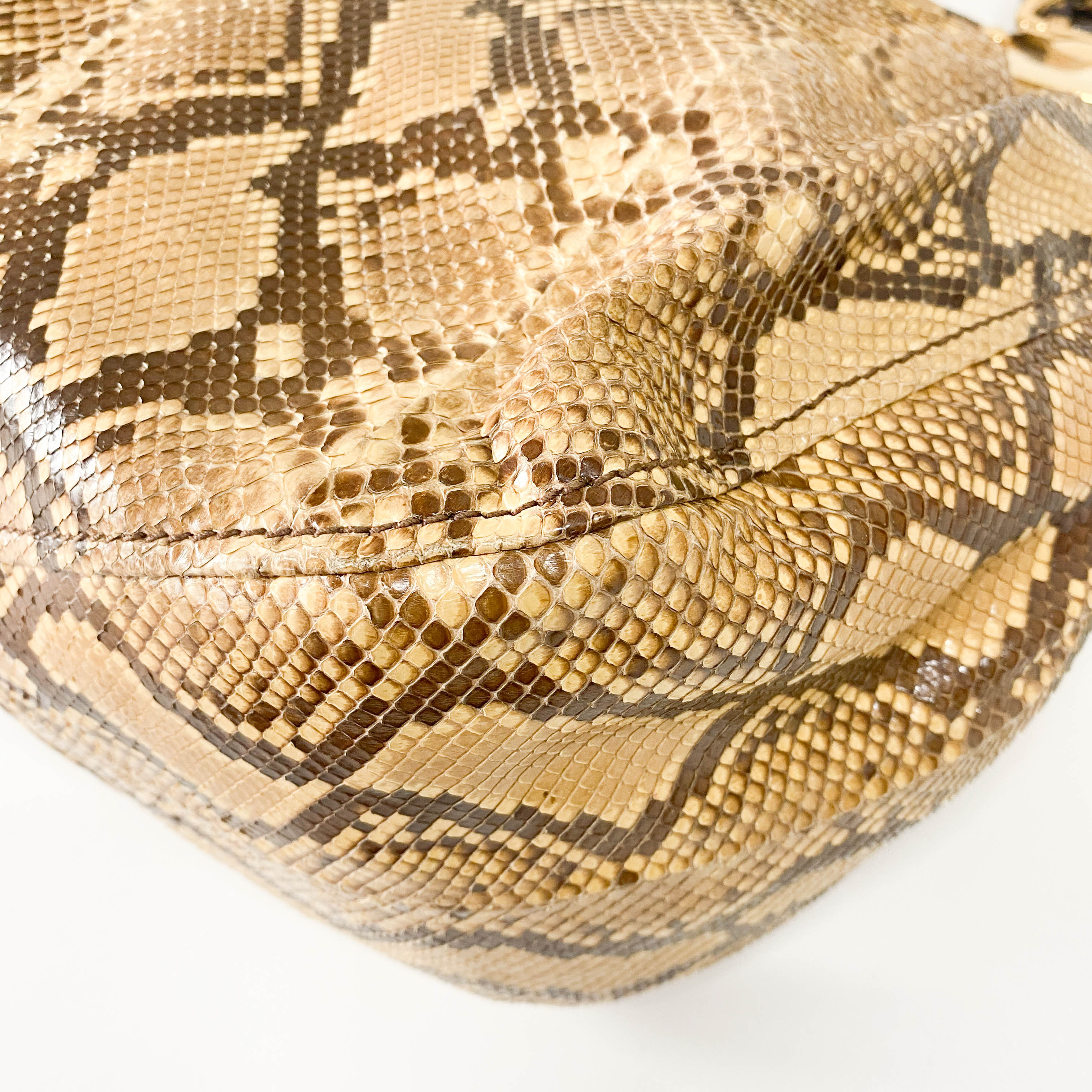 Yellow Embossed Python Leather