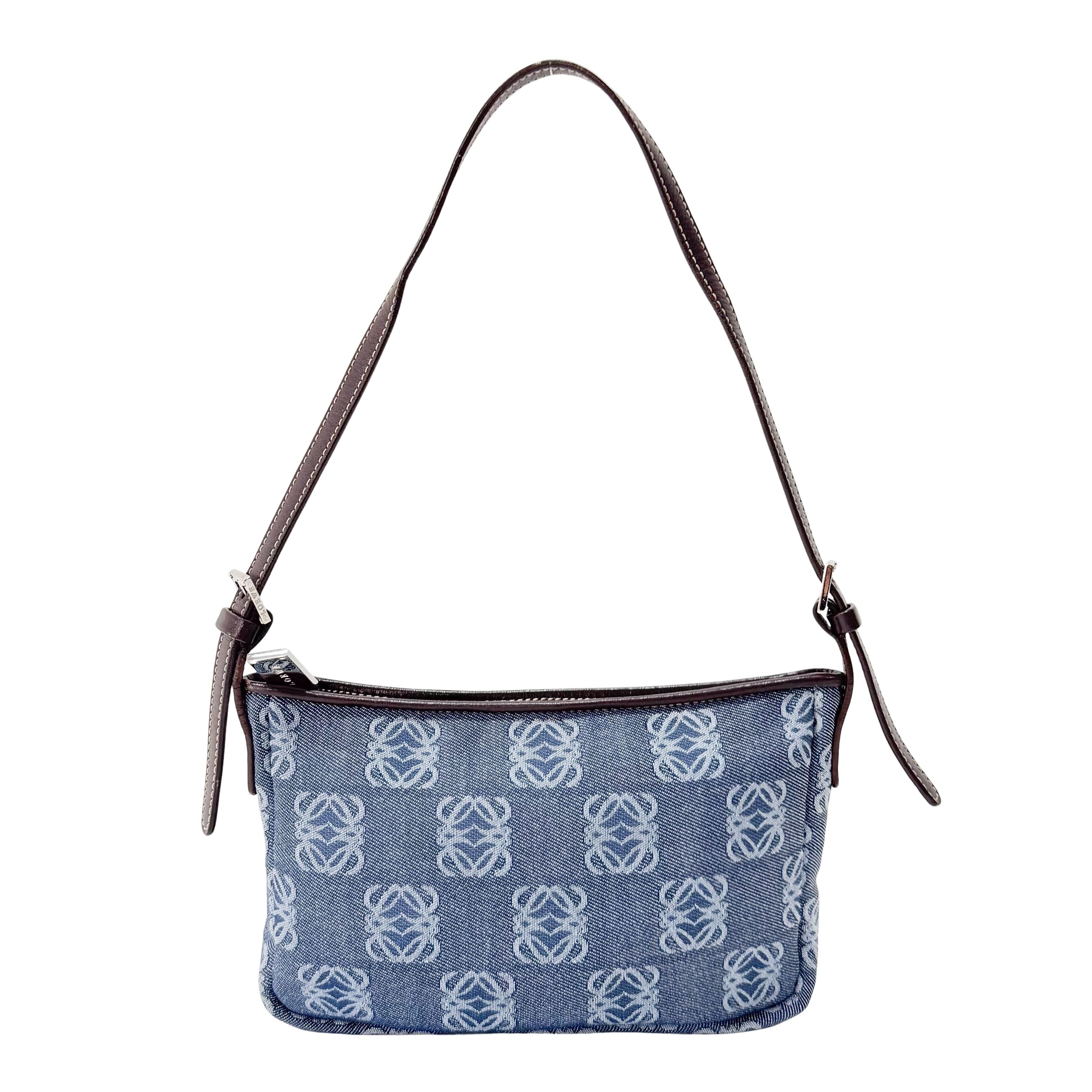 Anagram Blue Canvas Shoulder Bag