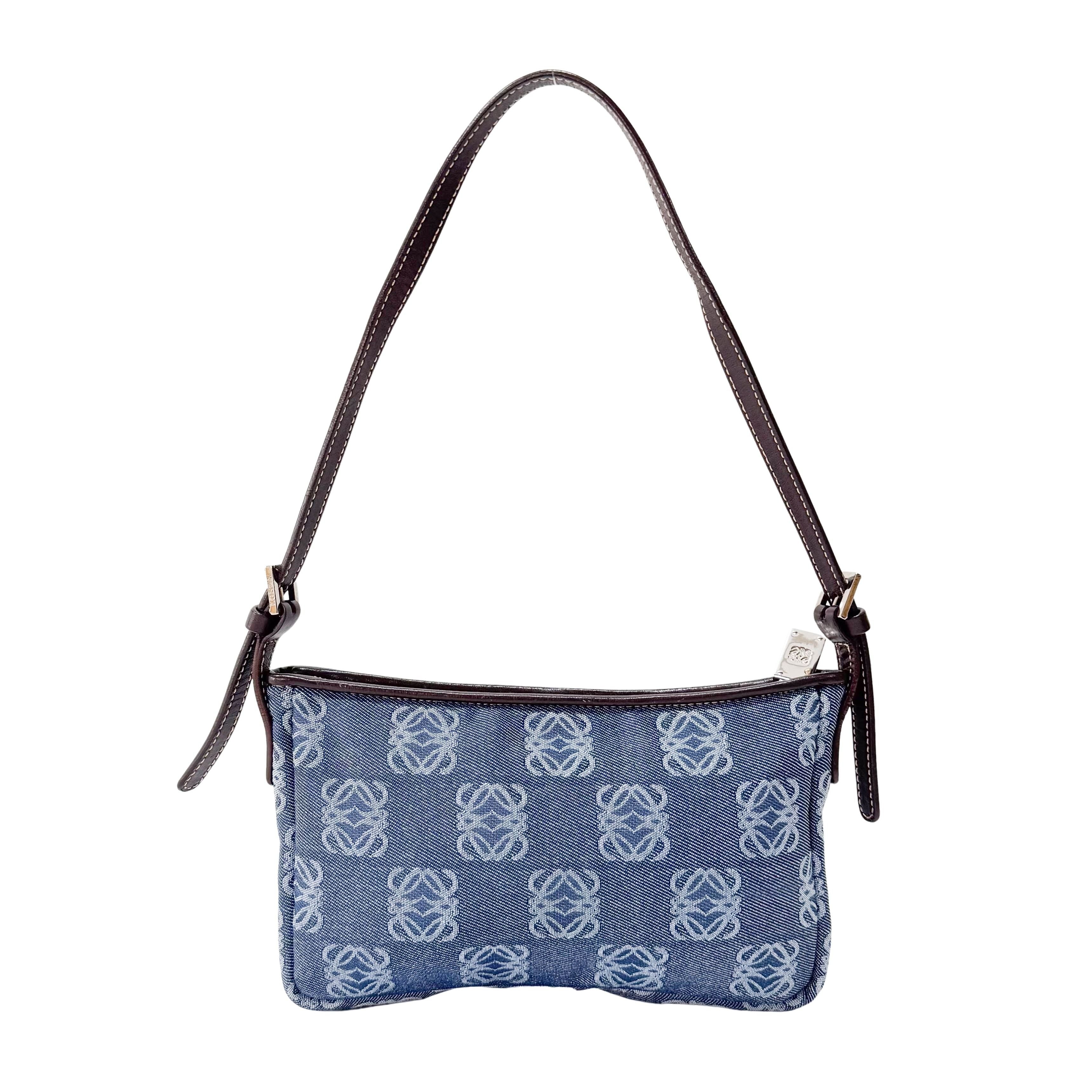 Anagram Blue Canvas Shoulder Bag