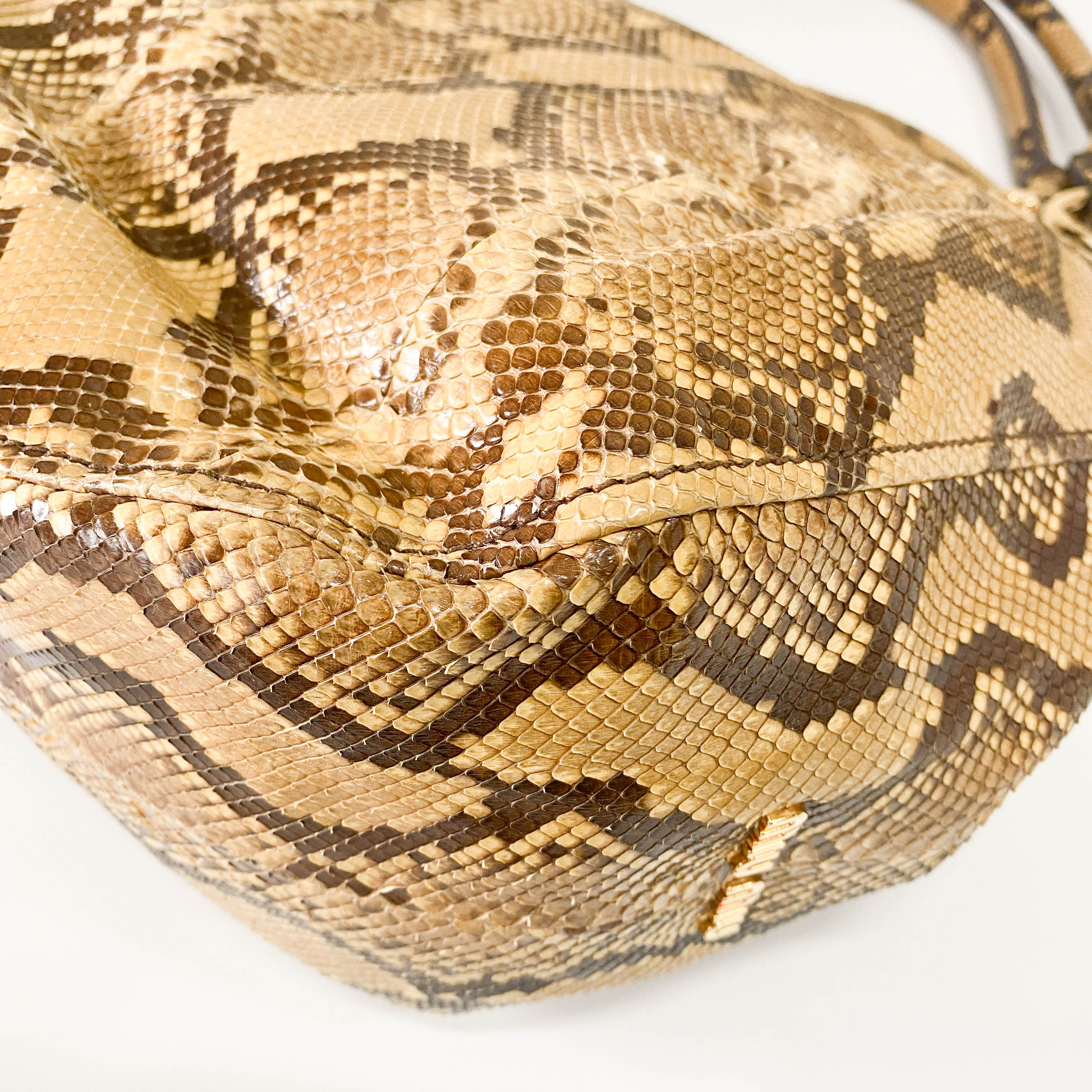 Yellow Embossed Python Leather