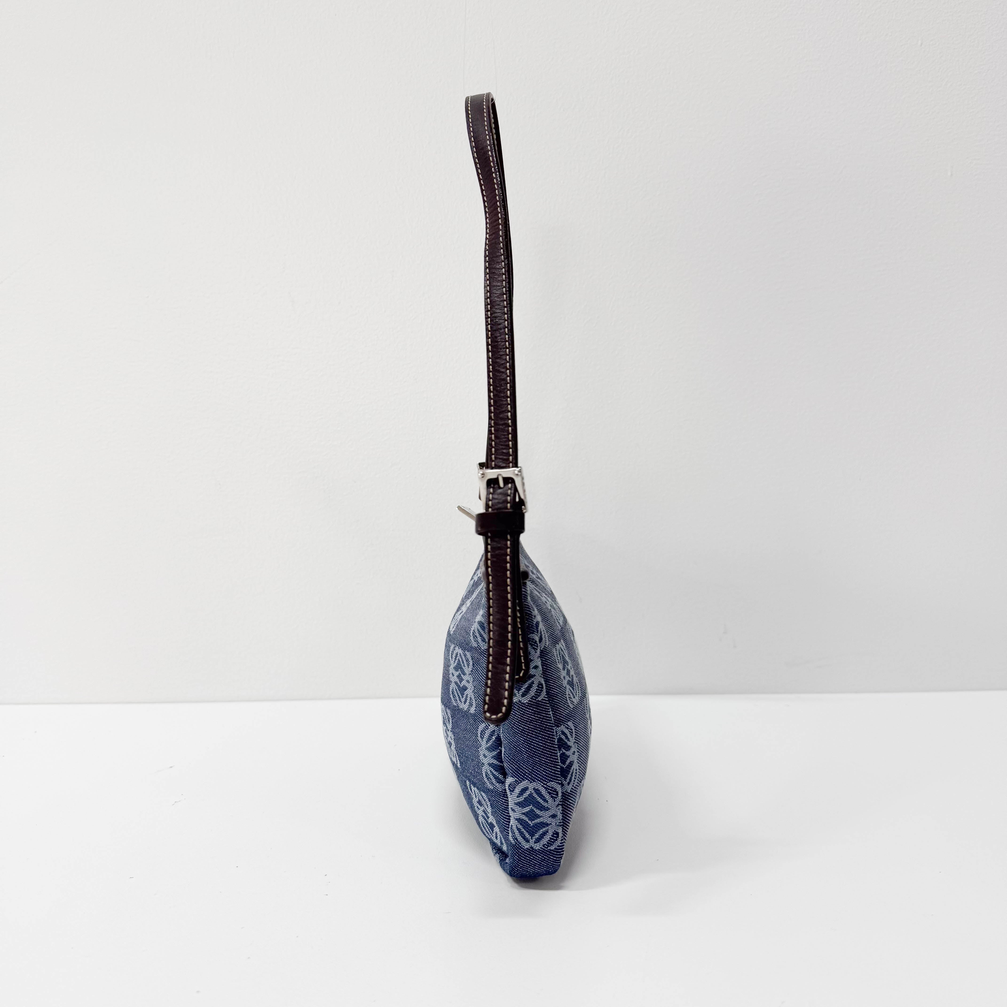 Anagram Blue Canvas Shoulder Bag