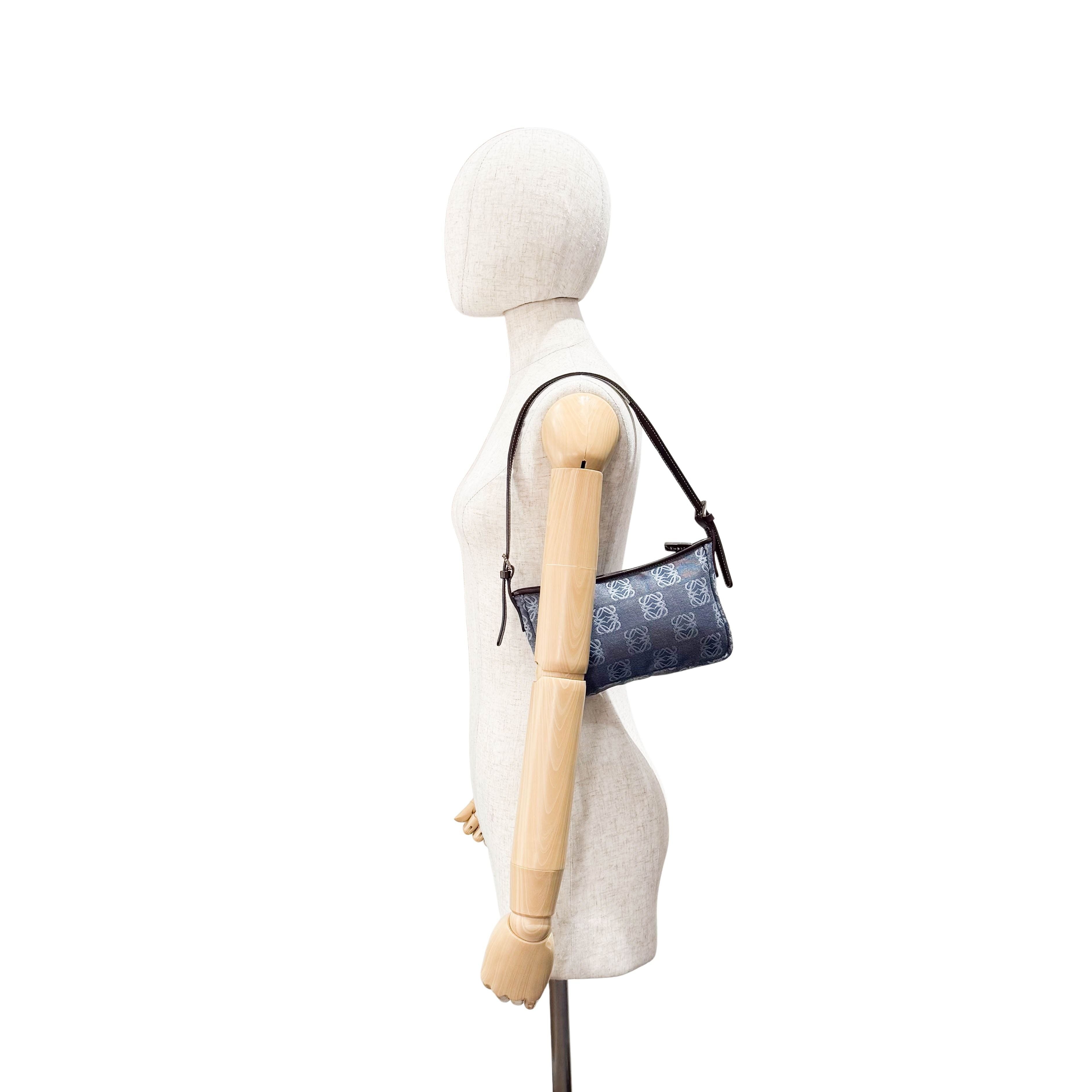 Anagram Blue Canvas Shoulder Bag