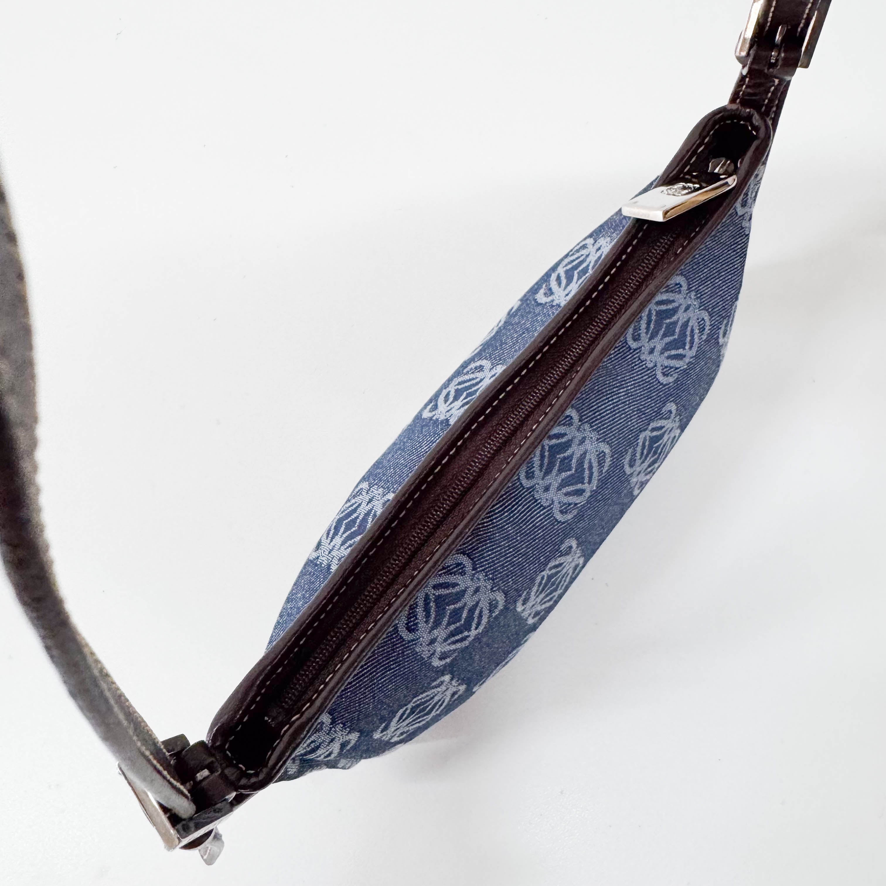 Anagram Blue Canvas Shoulder Bag