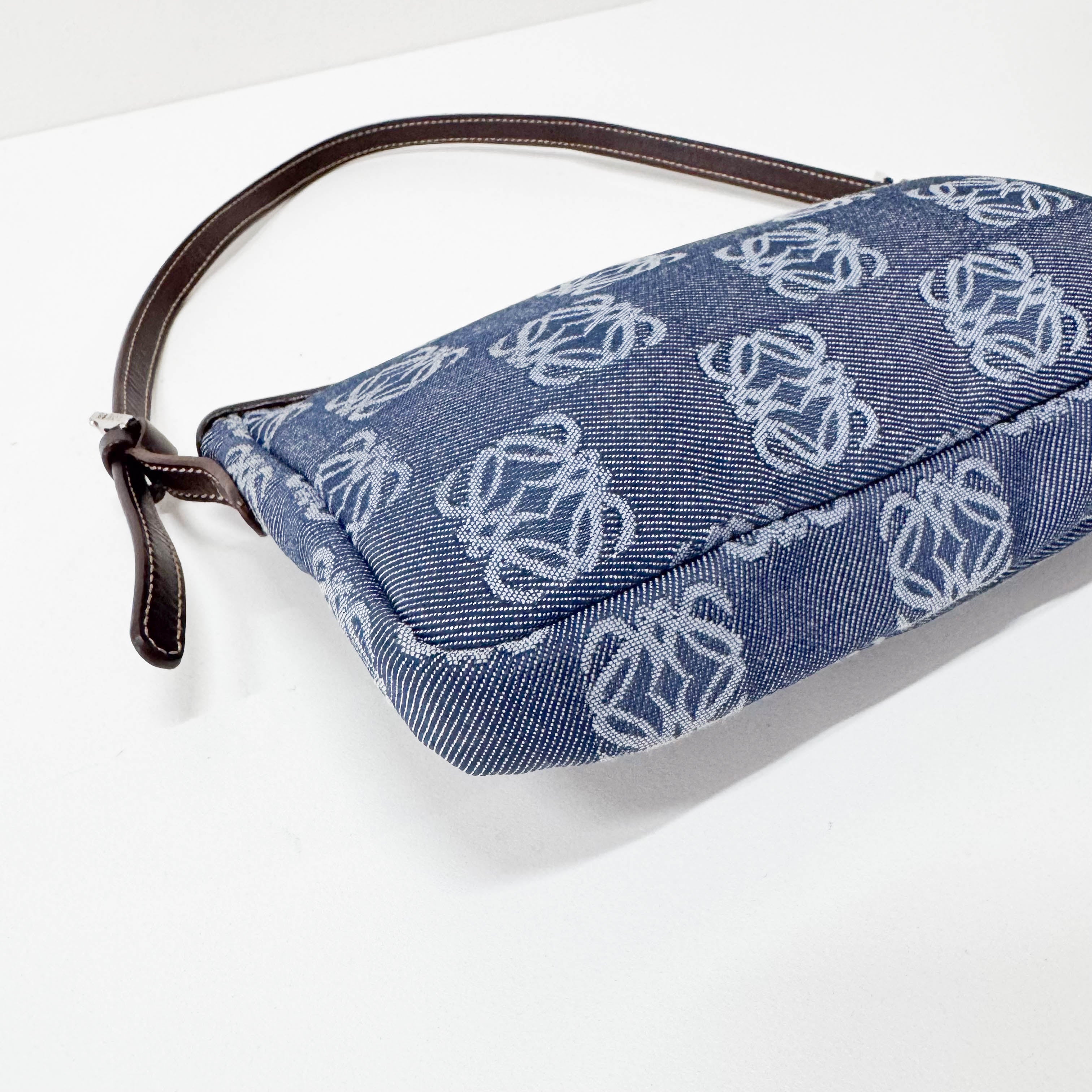 Anagram Blue Canvas Shoulder Bag