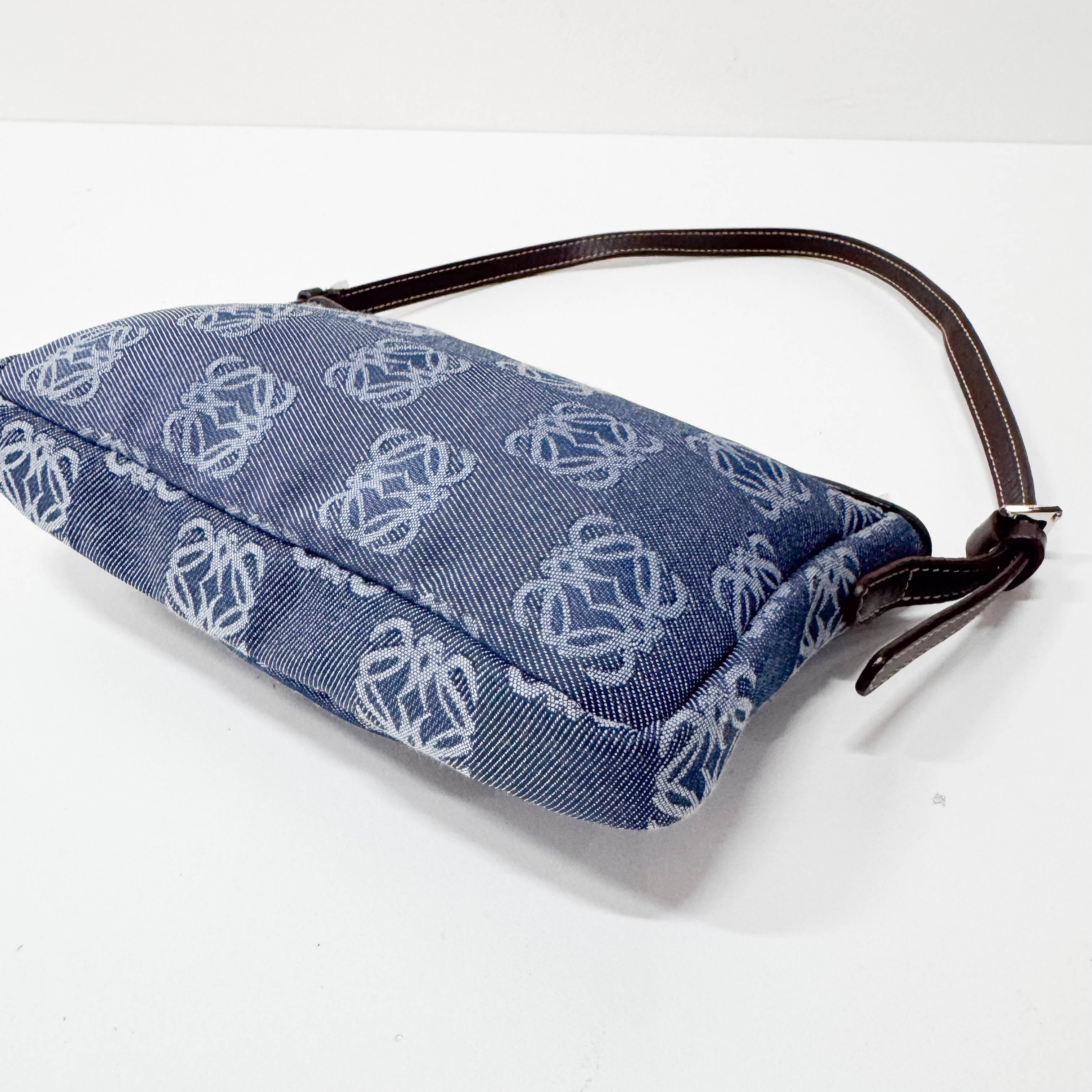 Anagram Blue Canvas Shoulder Bag