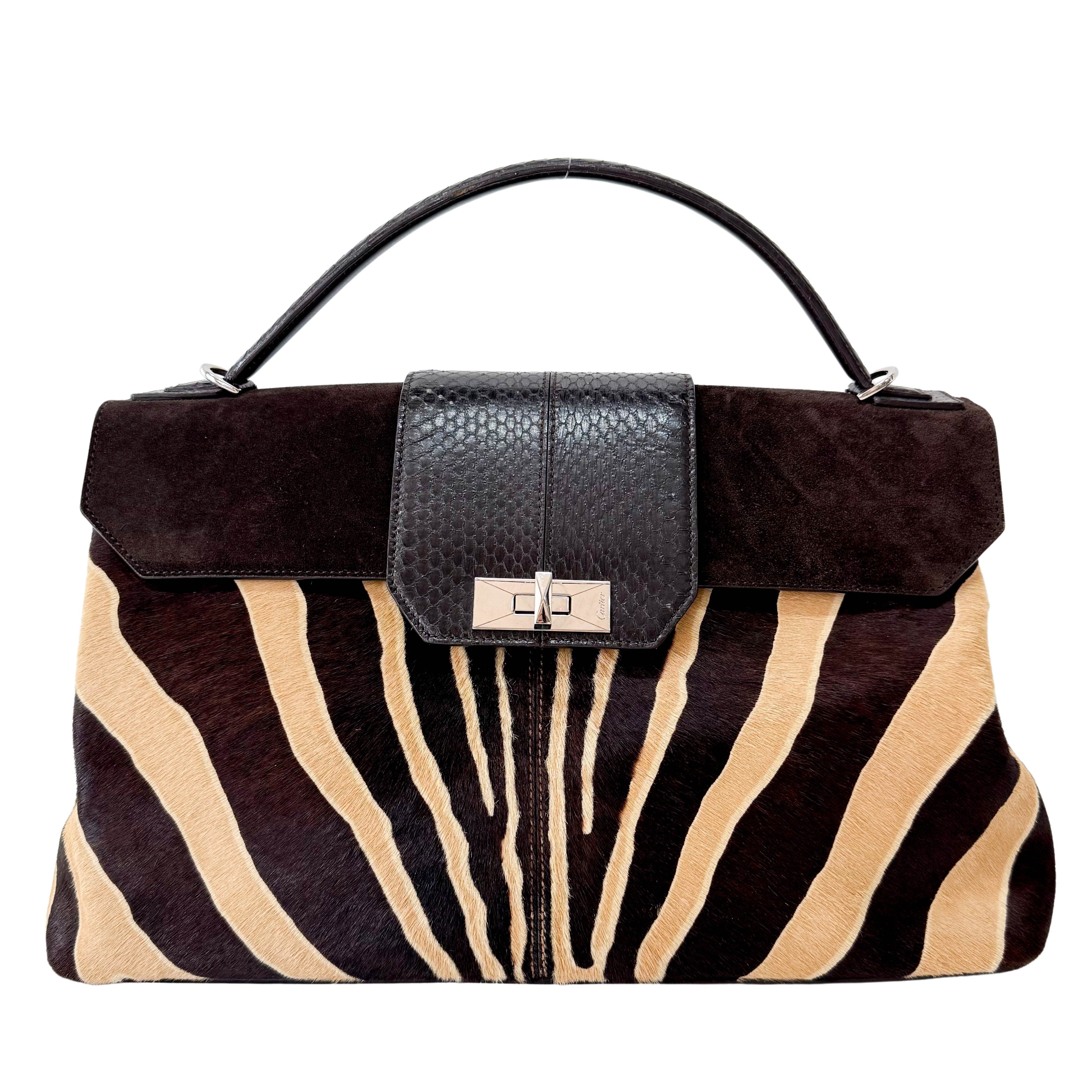Dark Brown Pony Hair Feminin Line Top Handle Bag
