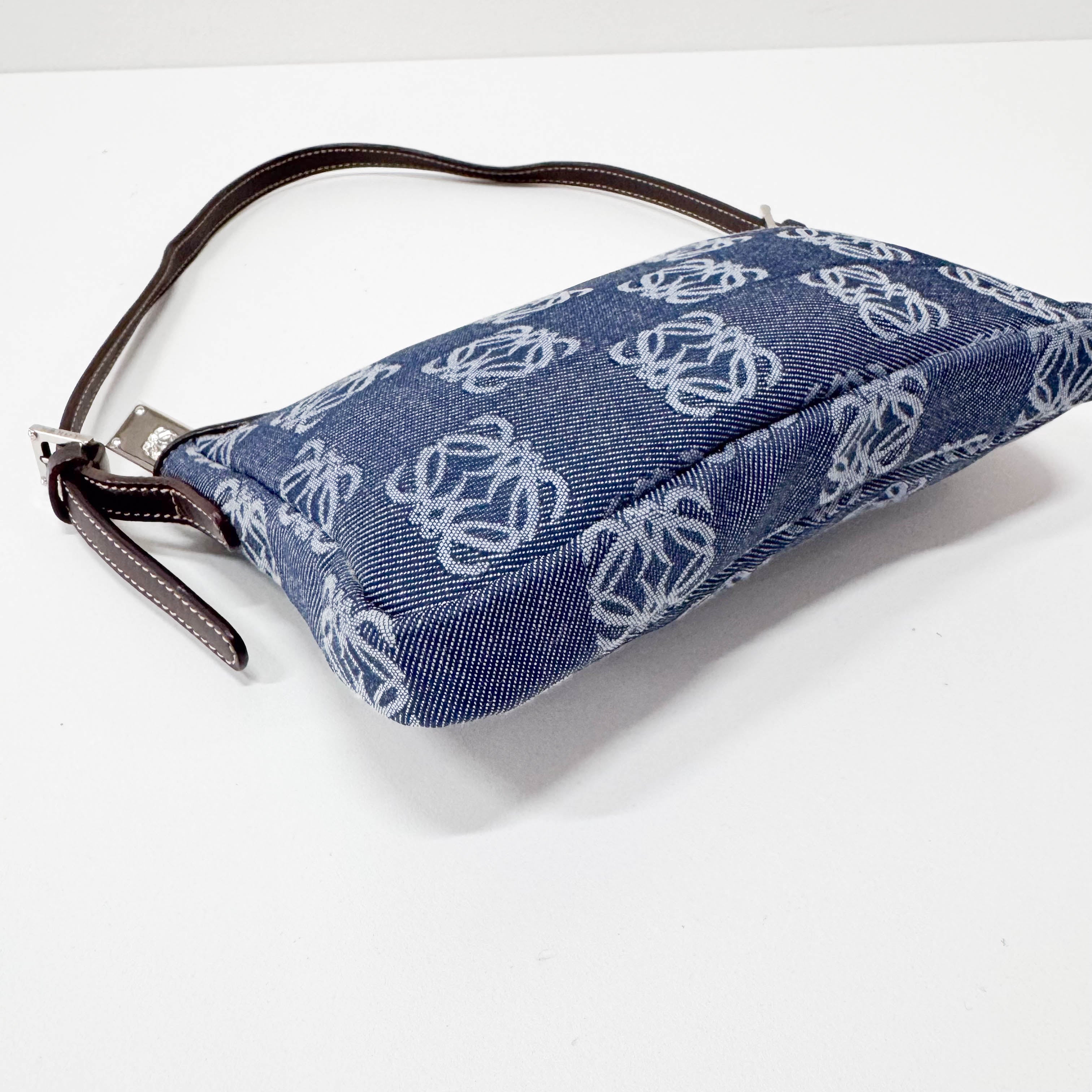 Anagram Blue Canvas Shoulder Bag