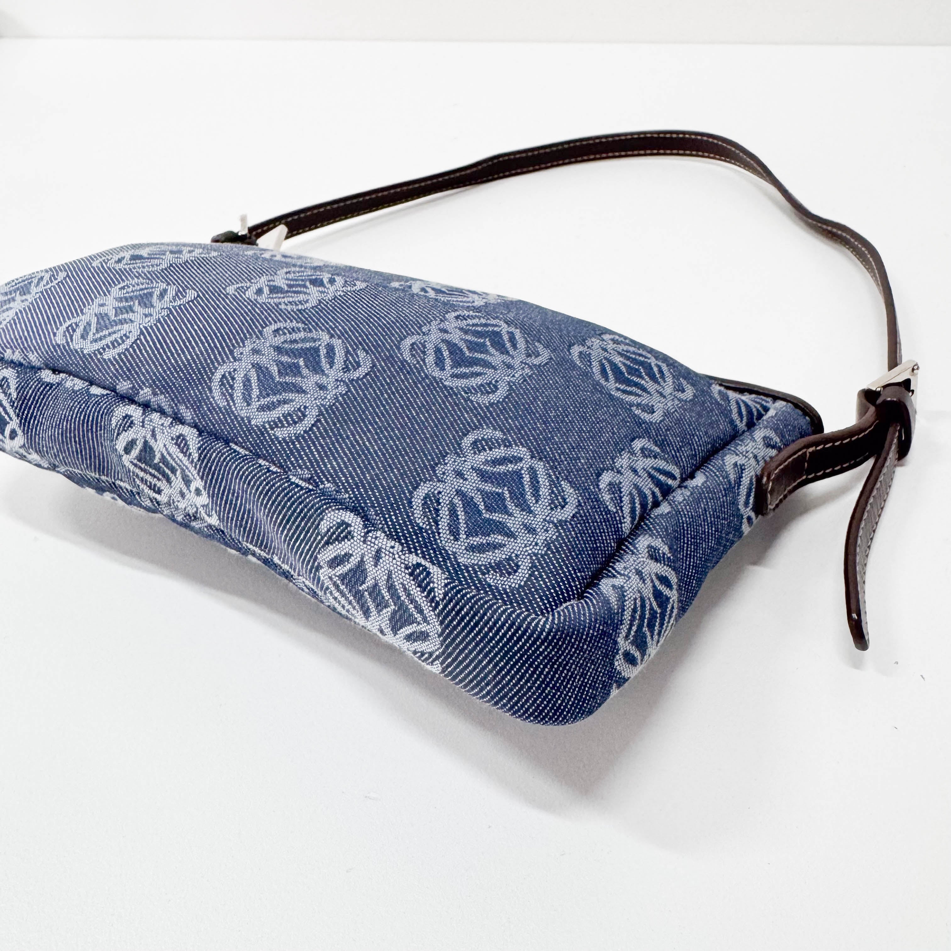 Anagram Blue Canvas Shoulder Bag