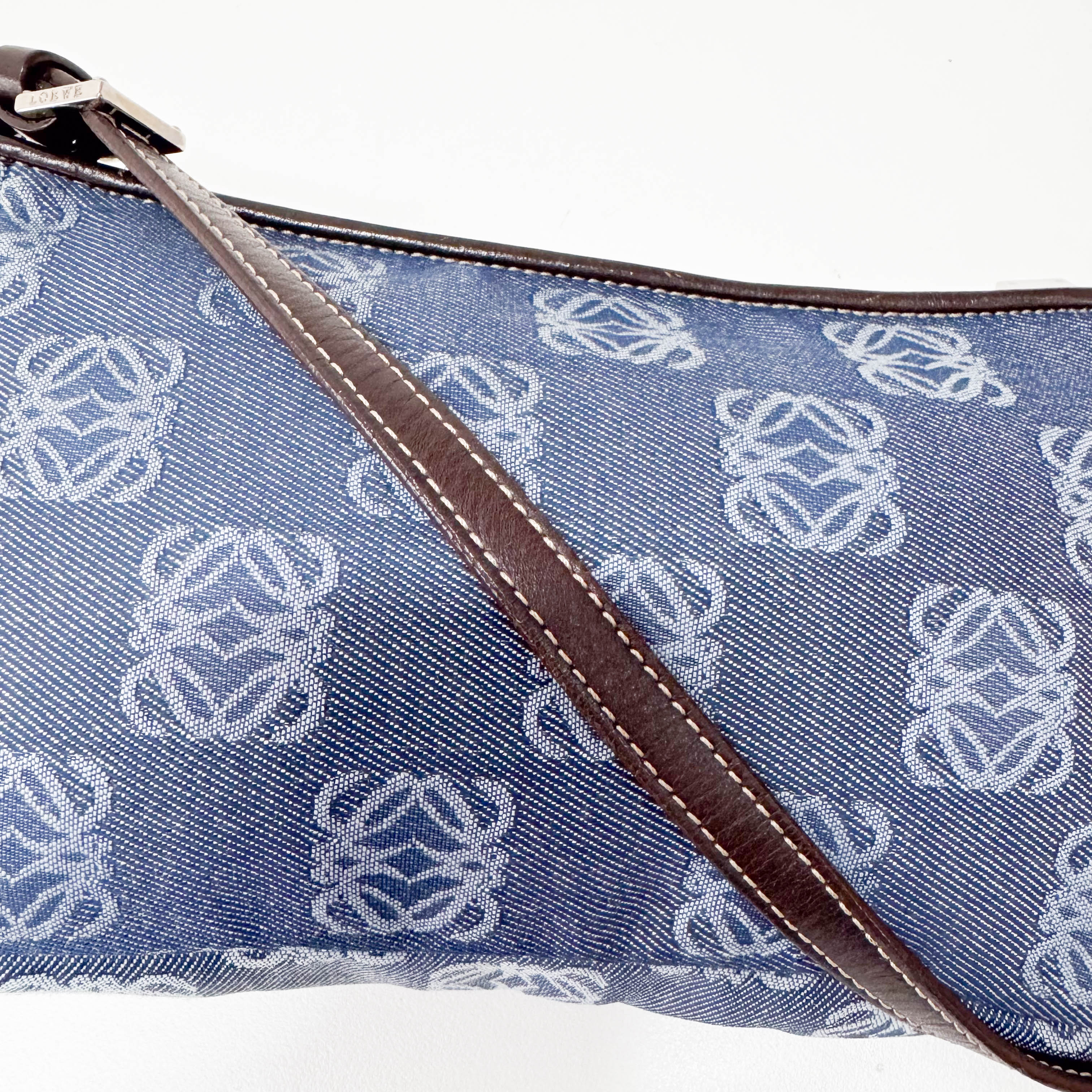 Anagram Blue Canvas Shoulder Bag