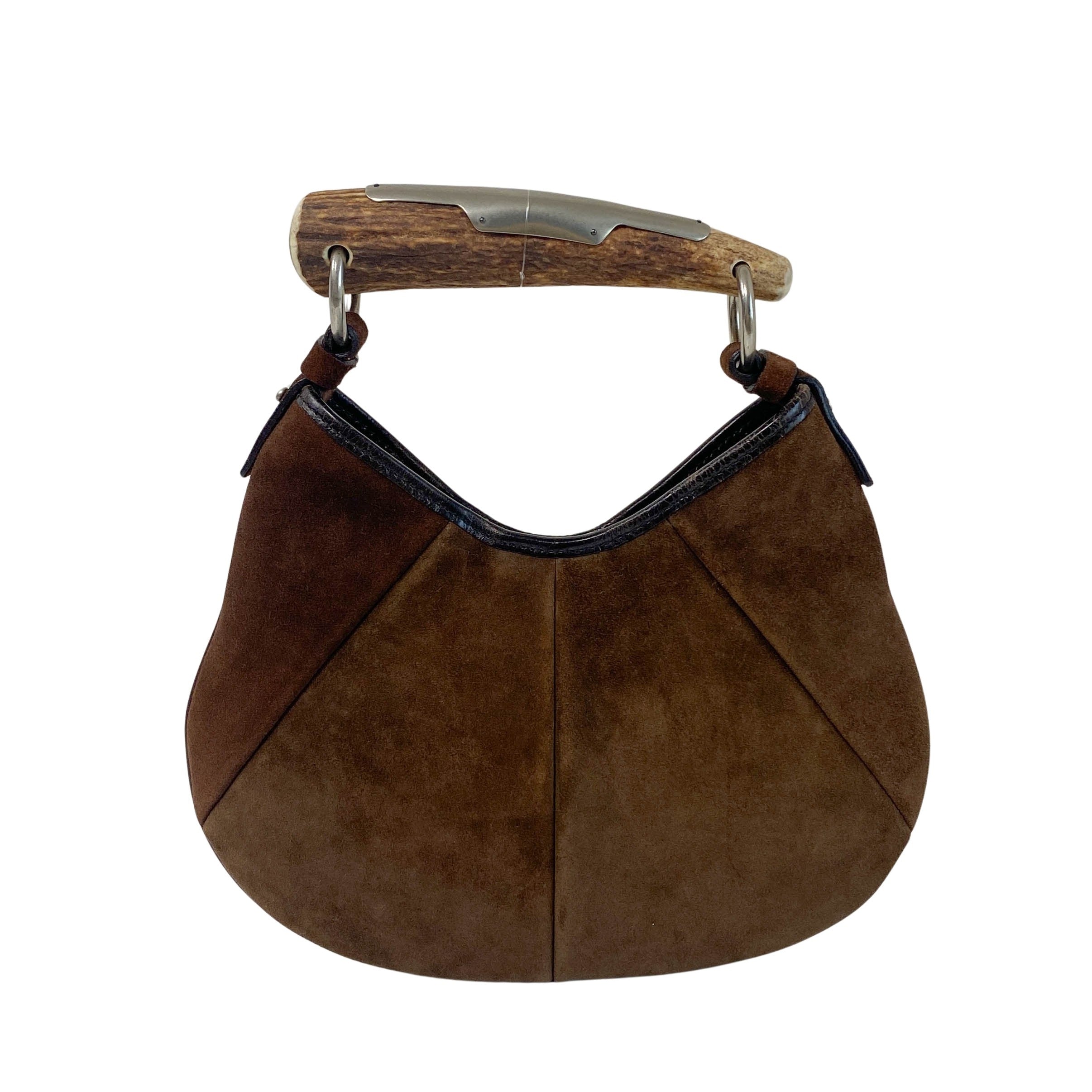 YSL Rive Gauche Mombasa Handbag Brown Suede