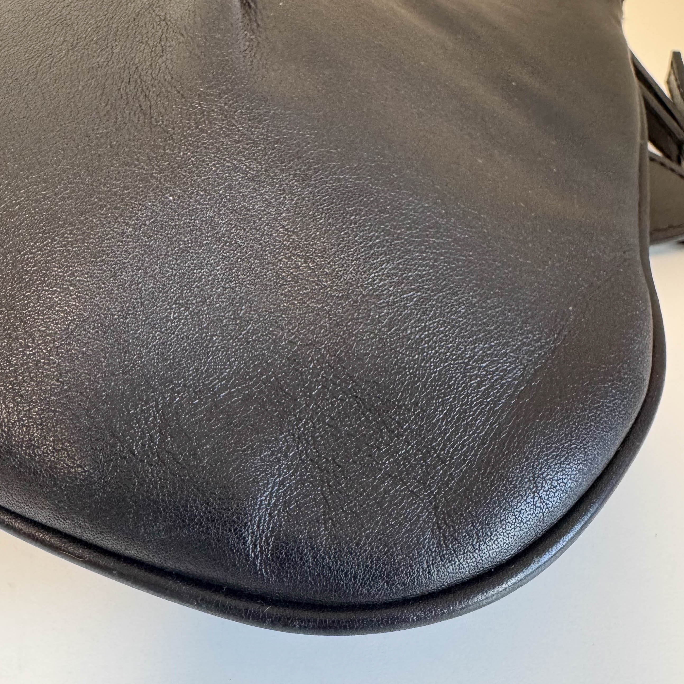 Vintage Black Logo Buckle Shoulder Bag