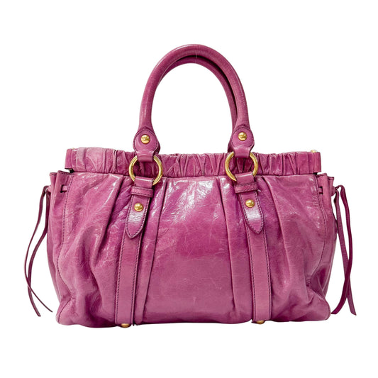 Vitello Pink Calfskin Leather Two Way Bag