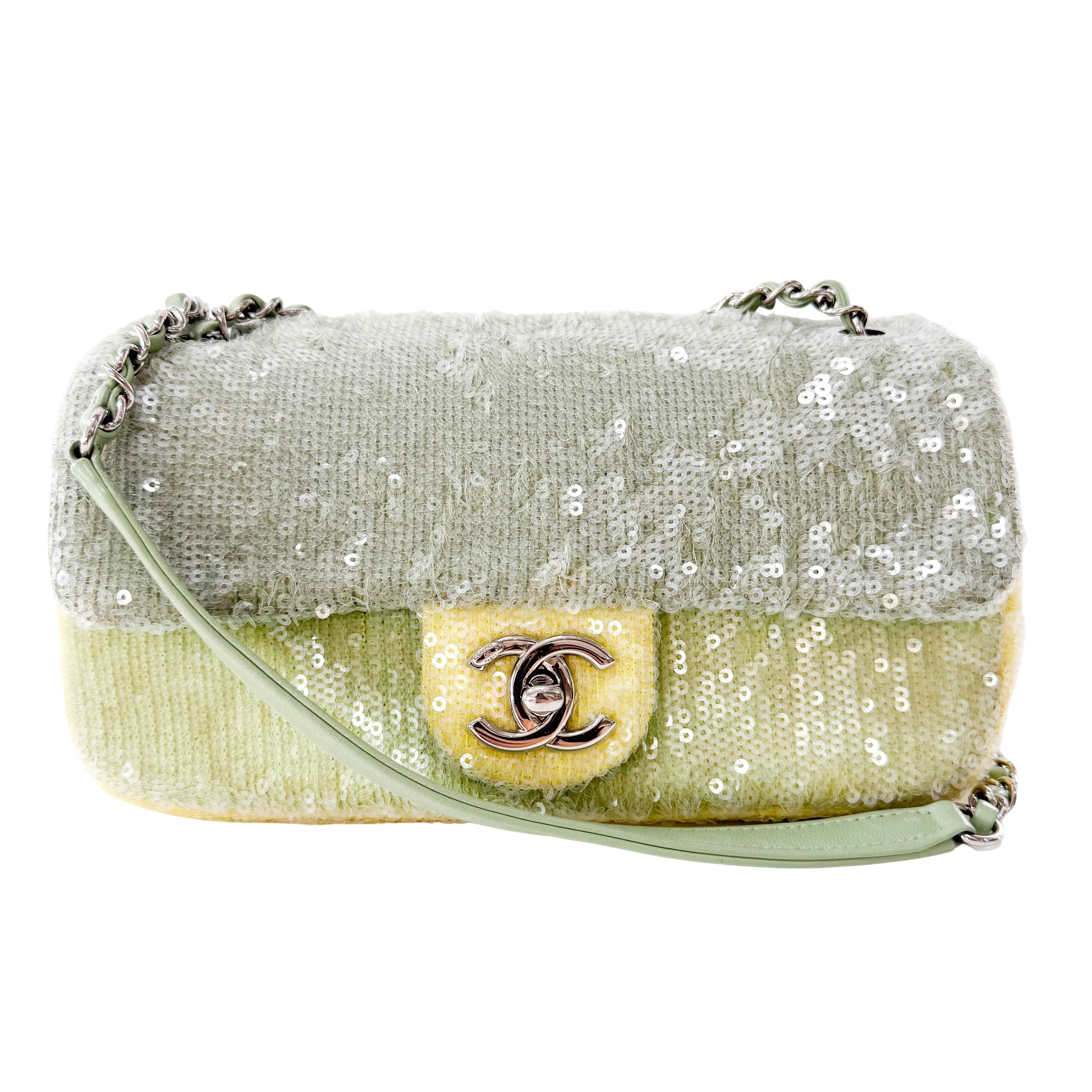 Waterfall Classic Flap Sequin Green Bag