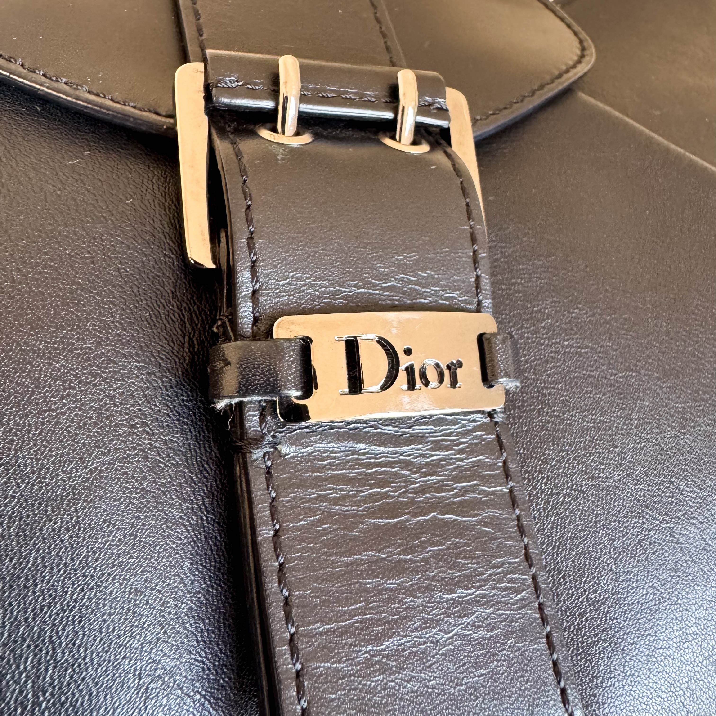 Vintage Black Logo Buckle Shoulder Bag