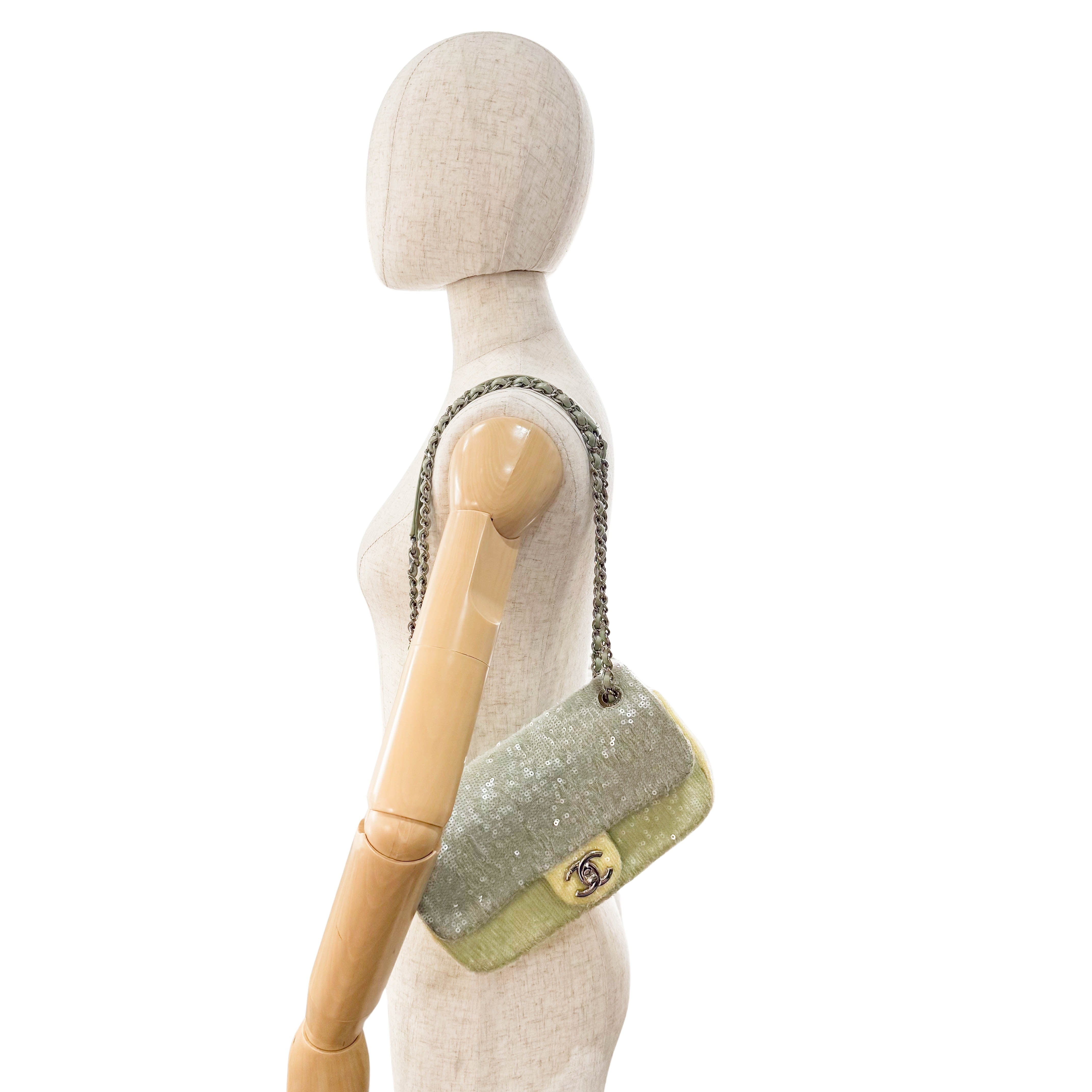 Waterfall Classic Flap Sequin Green Bag