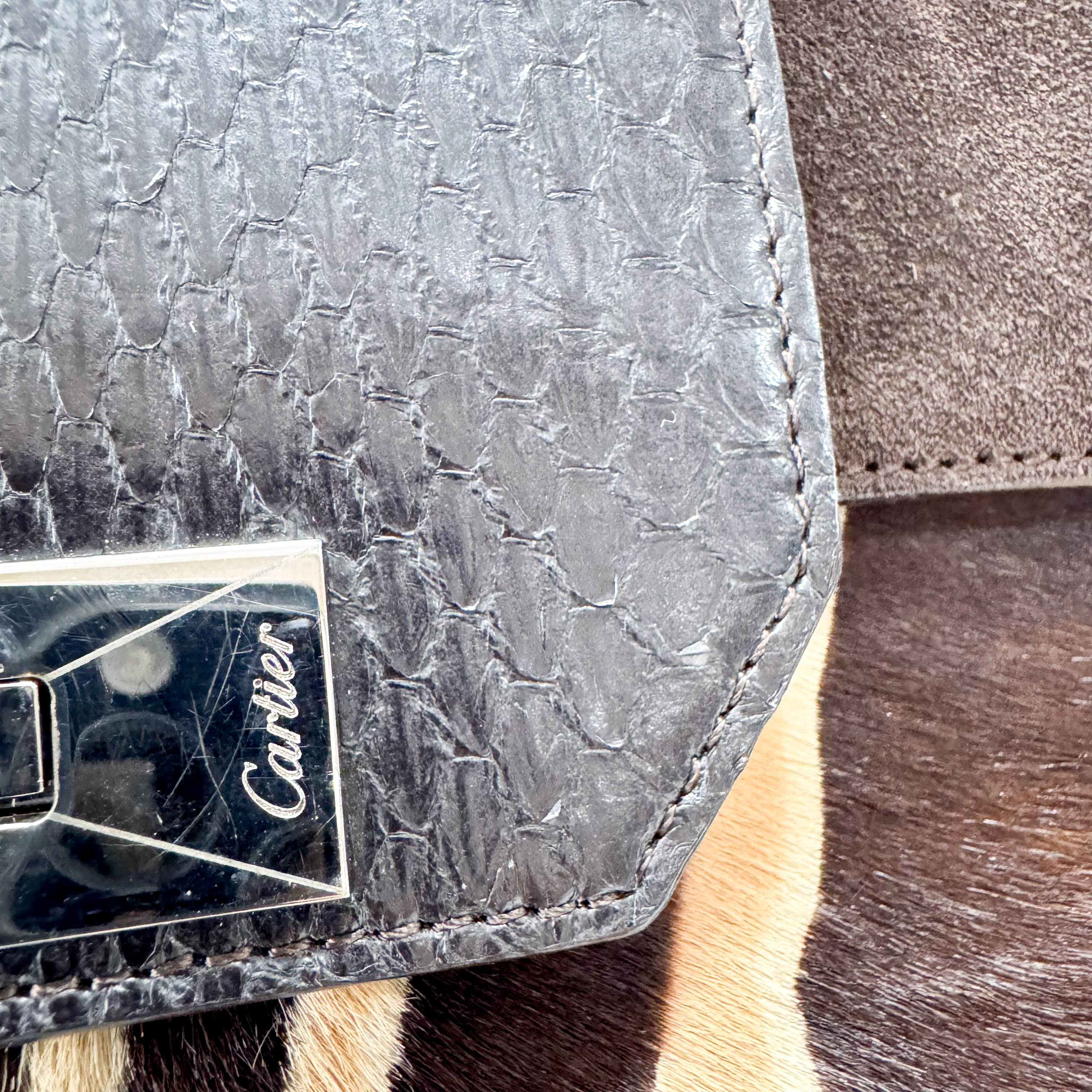 Dark Brown Pony Hair Feminin Line Top Handle Bag