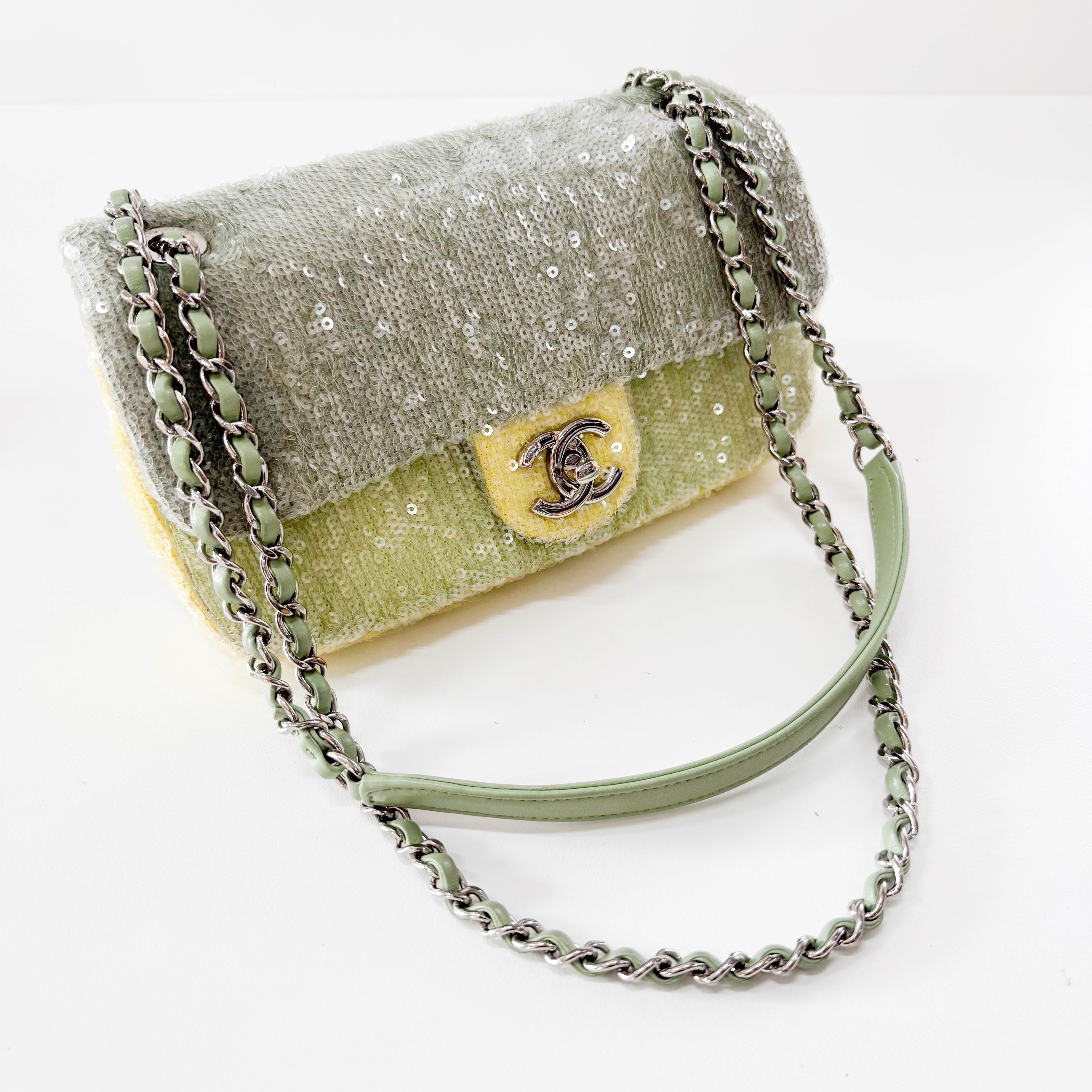 Waterfall Classic Flap Sequin Green Bag