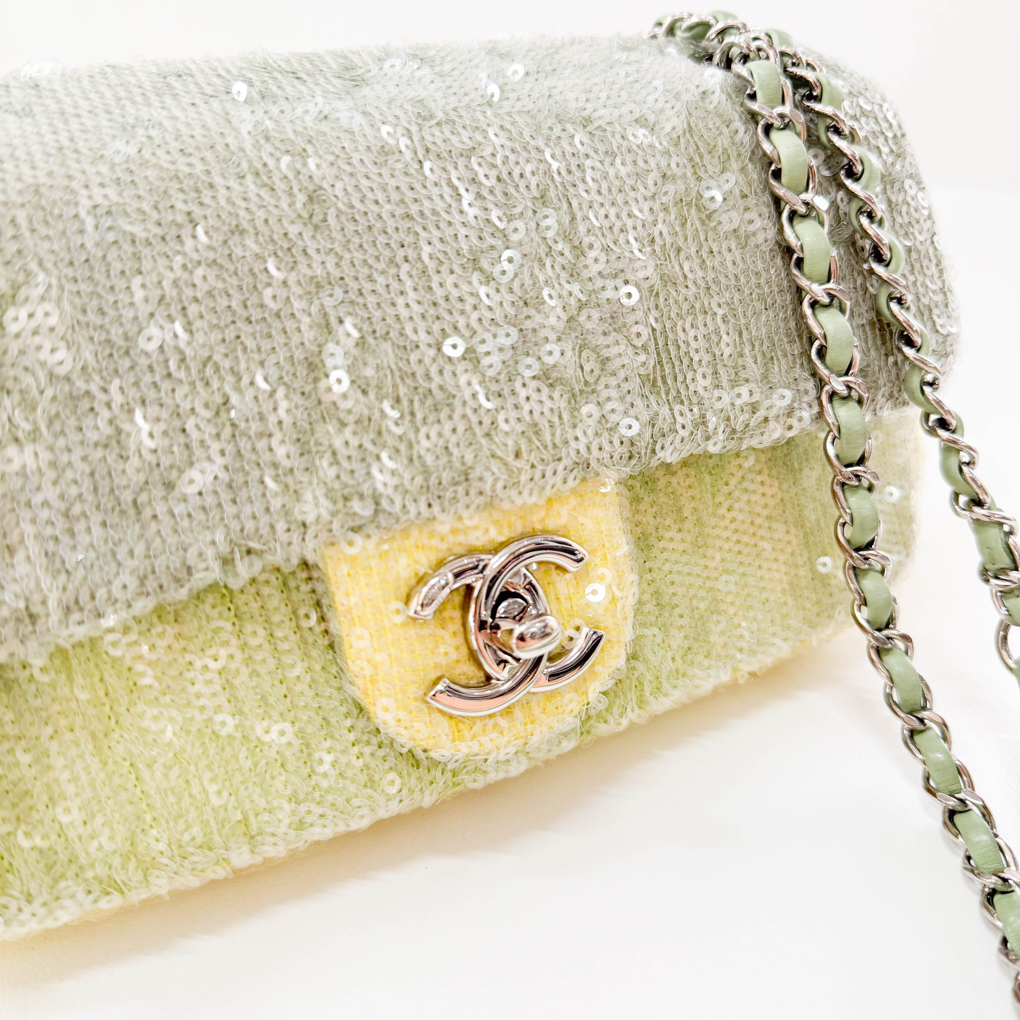 Waterfall Classic Flap Sequin Green Bag