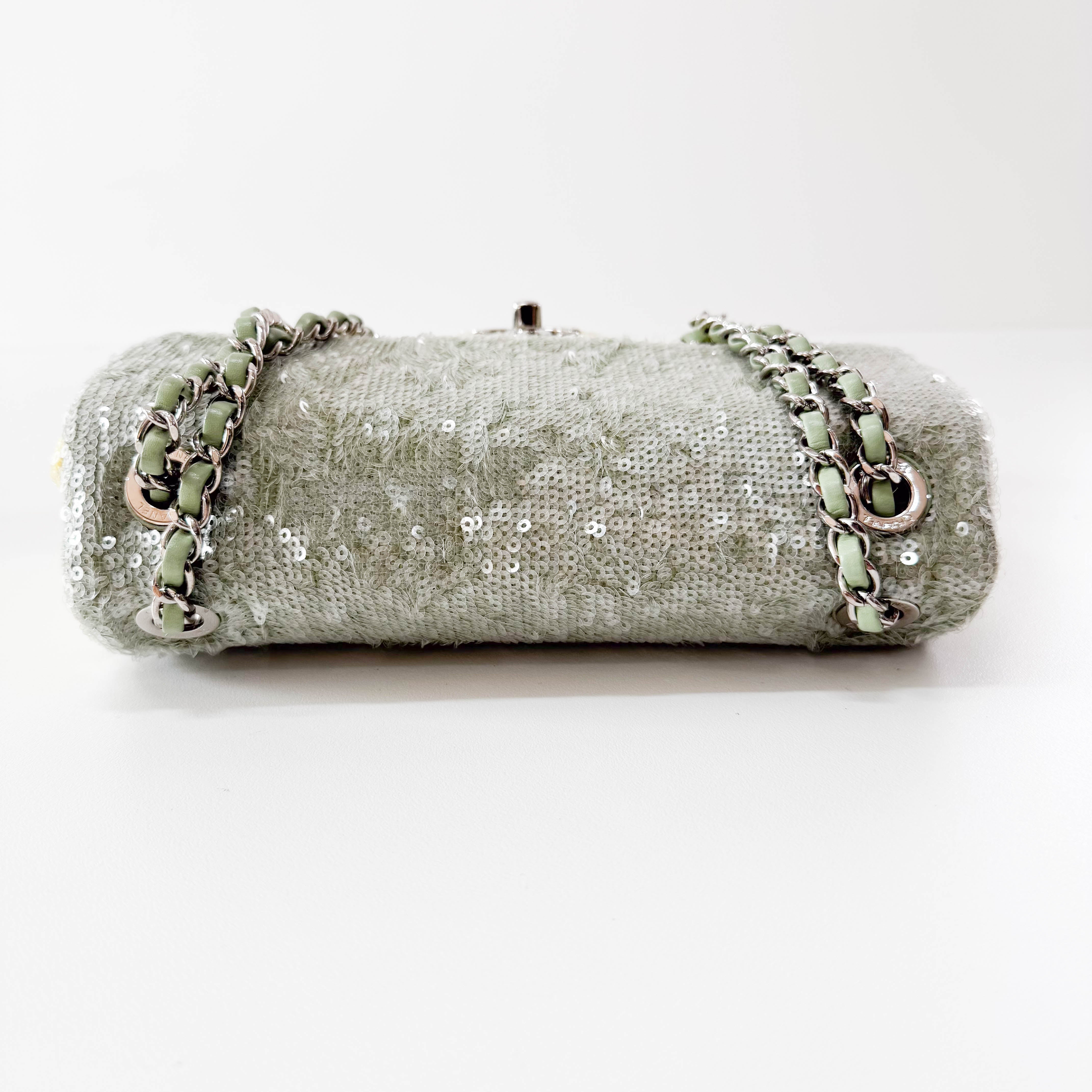 Waterfall Classic Flap Sequin Green Bag