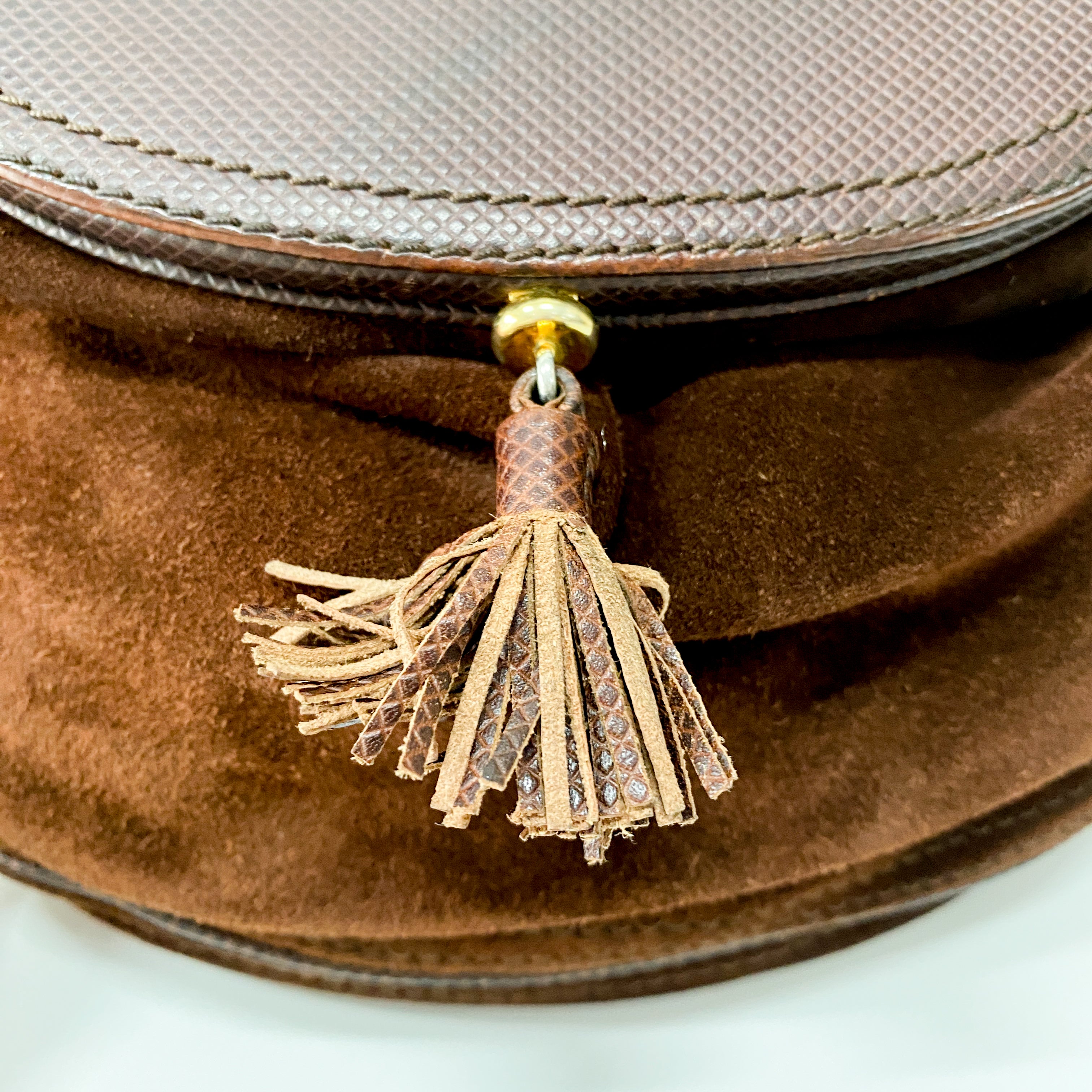 Vintage Brown Suede Shoulder Bag