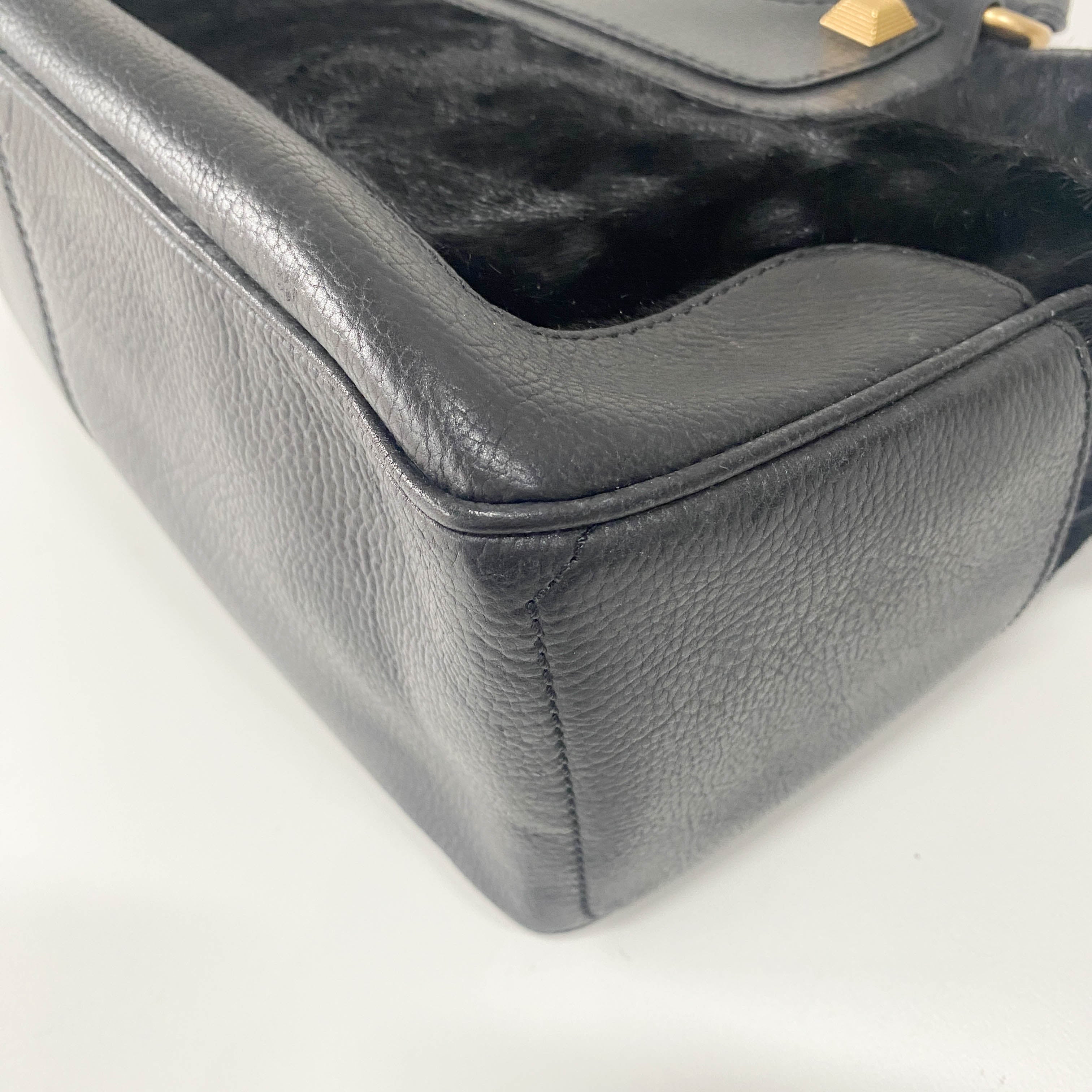 Black Pony Hair & Leather Handbag