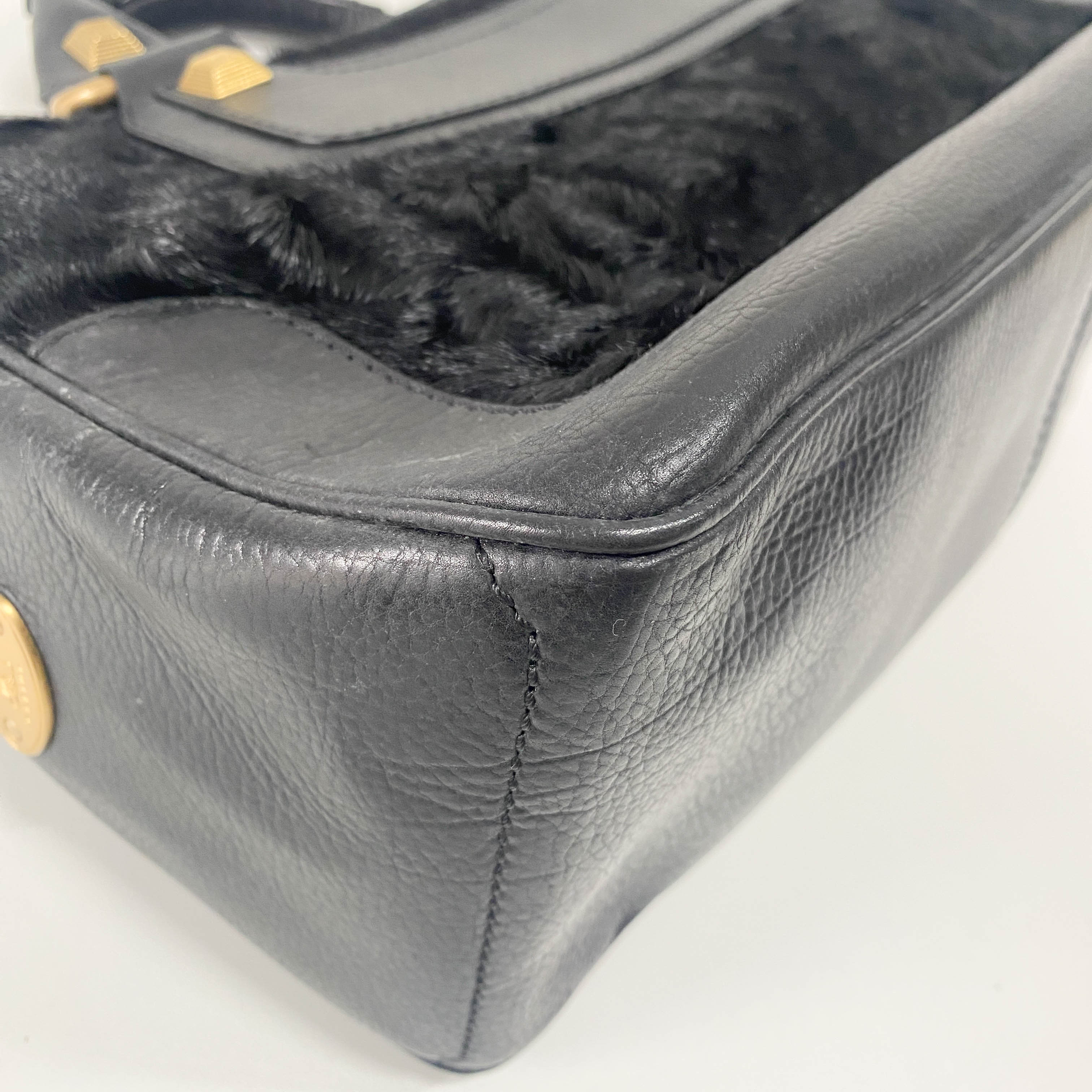 Black Pony Hair & Leather Handbag