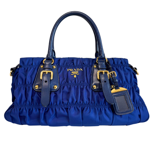 Tessuto Gaufre Blue Handbag Shouler Bag