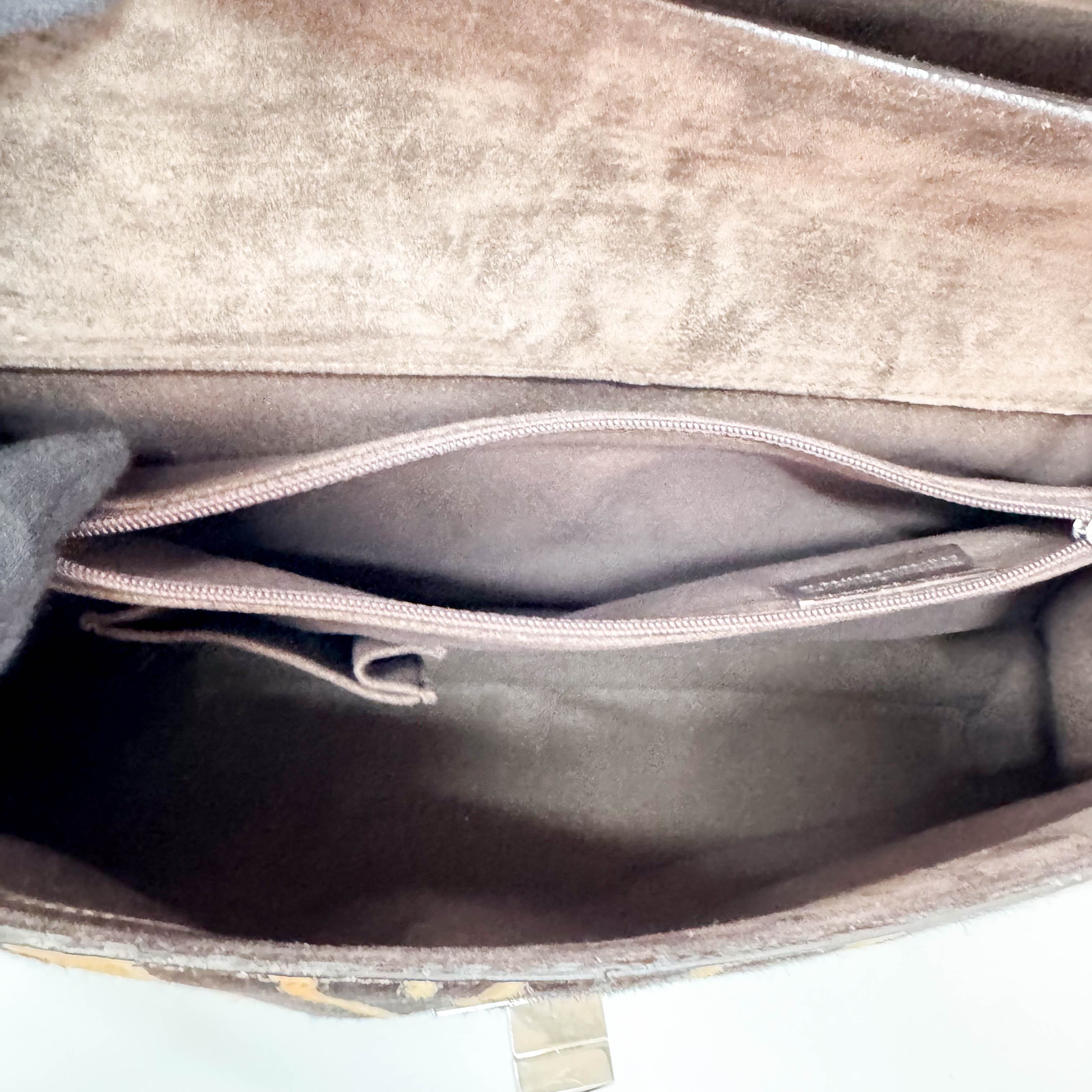 Dark Brown Pony Hair Feminin Line Top Handle Bag