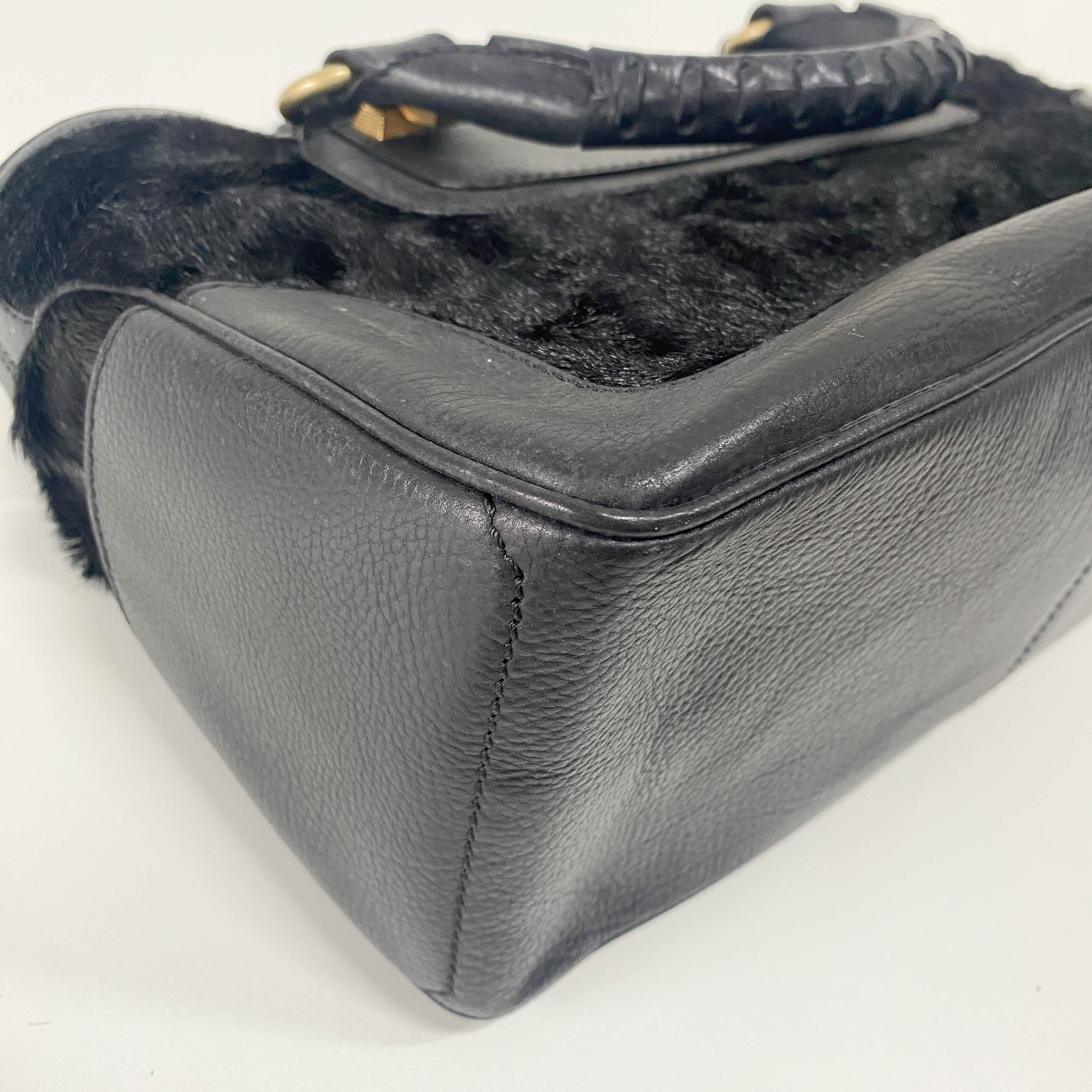 Black Pony Hair & Leather Handbag