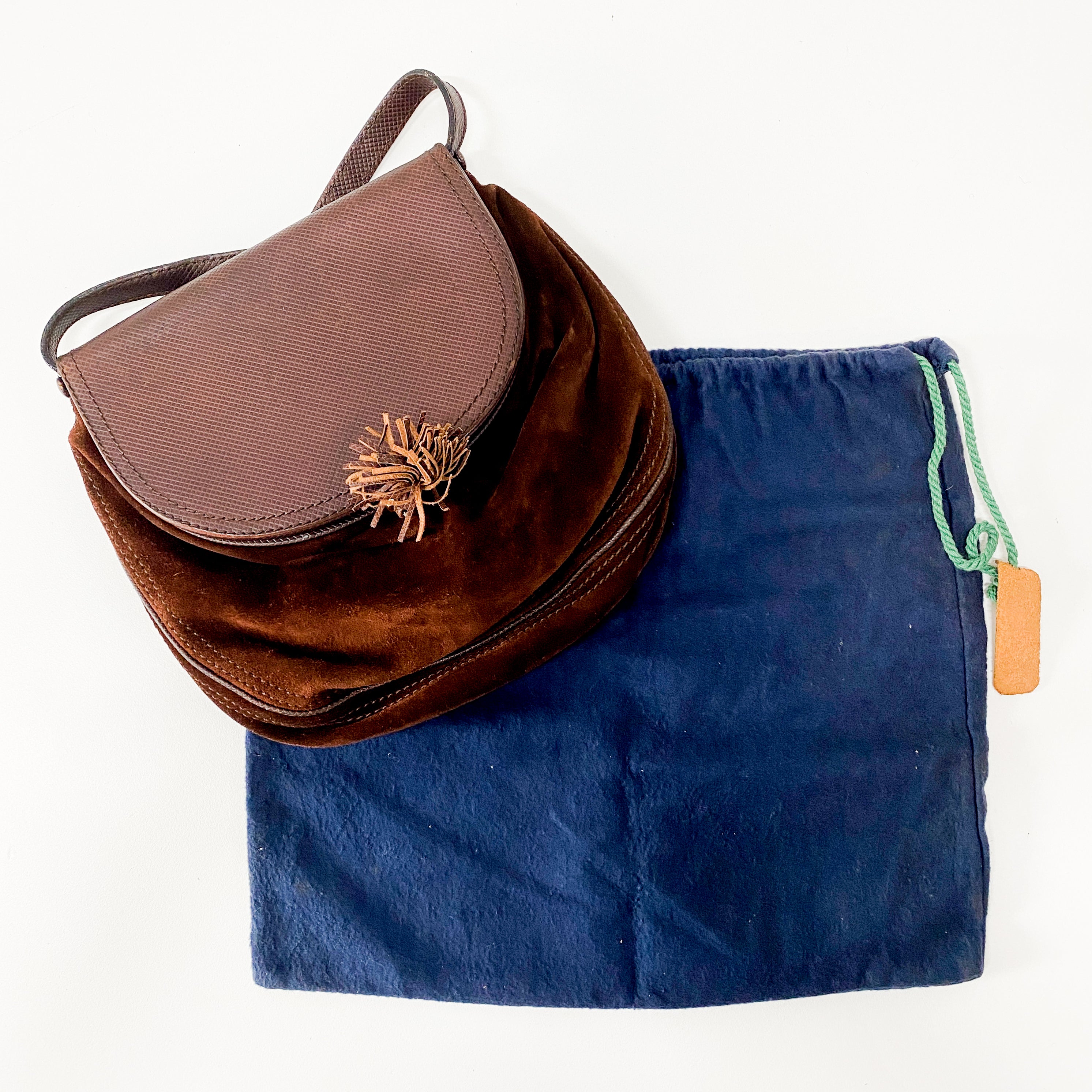 Vintage Brown Suede Shoulder Bag