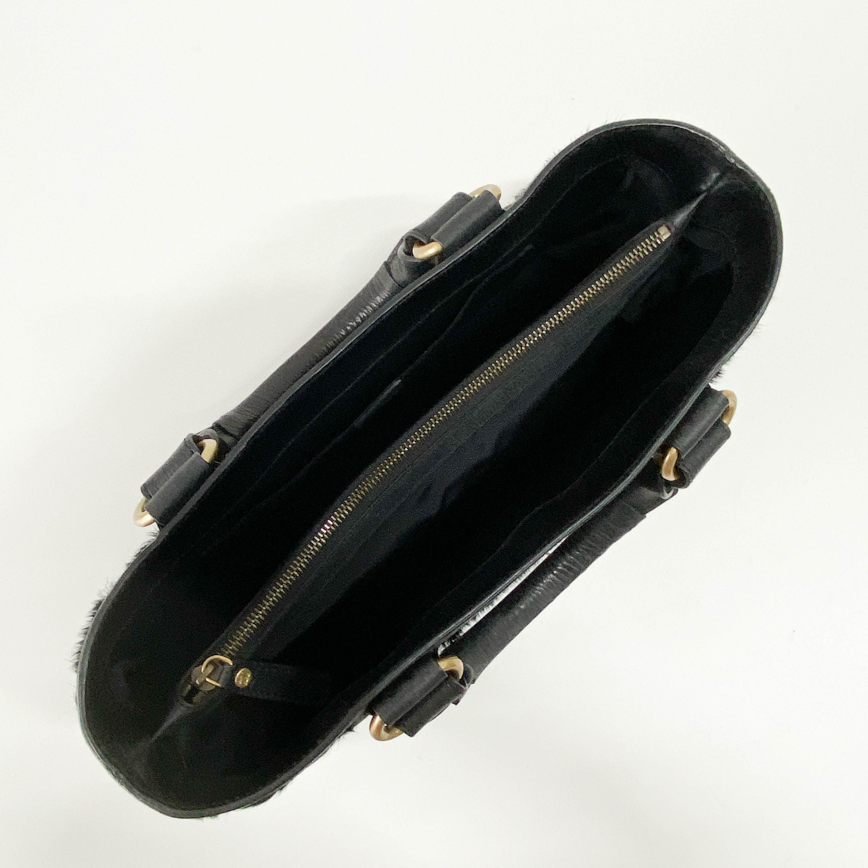 Black Pony Hair & Leather Handbag