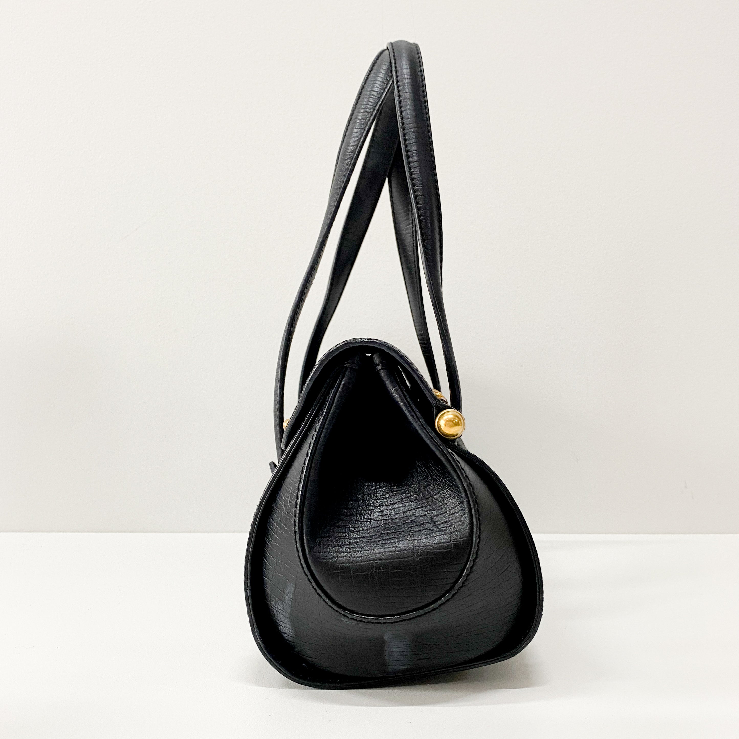 Bamboo Bullet Black Leather Shoulder Bag