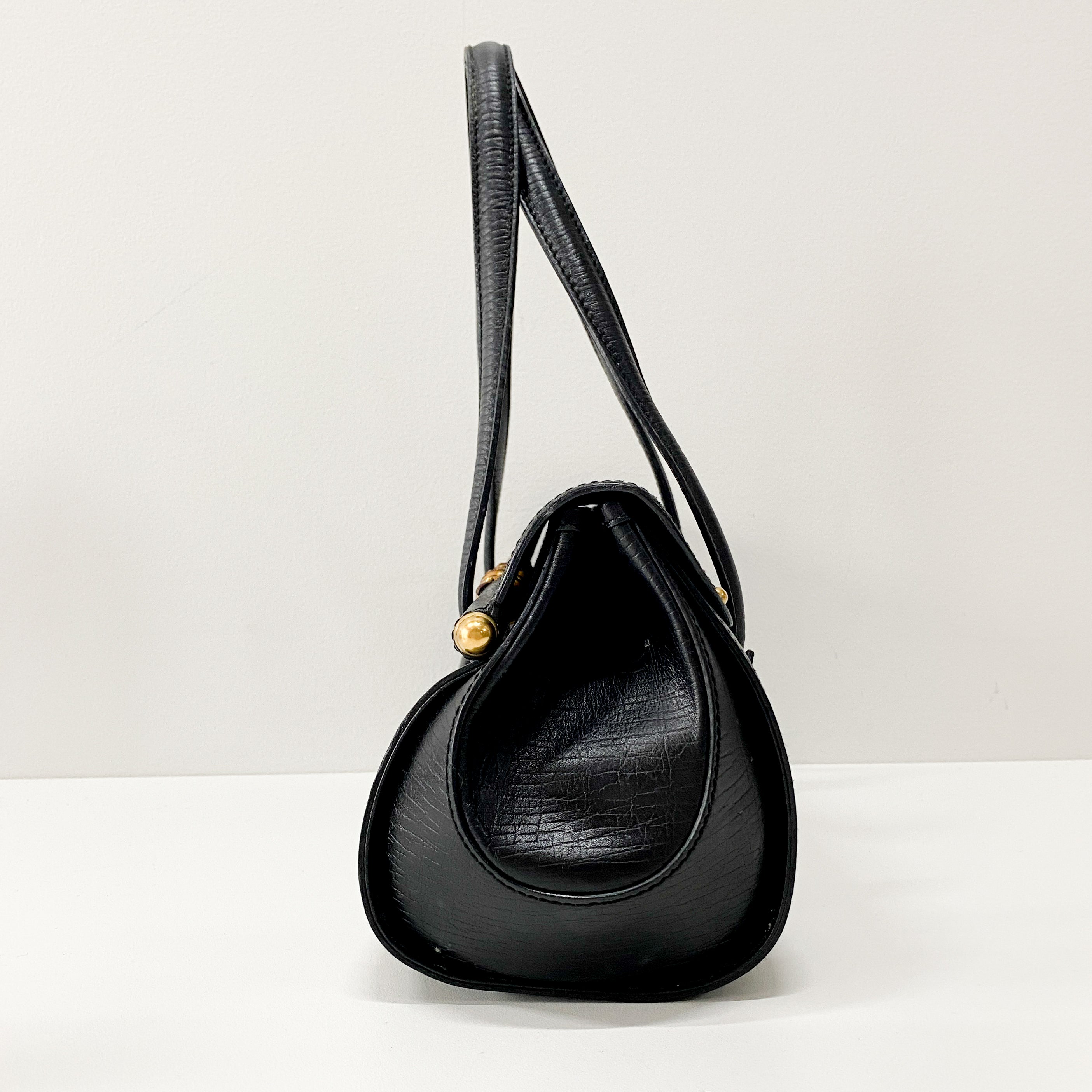 Bamboo Bullet Black Leather Shoulder Bag