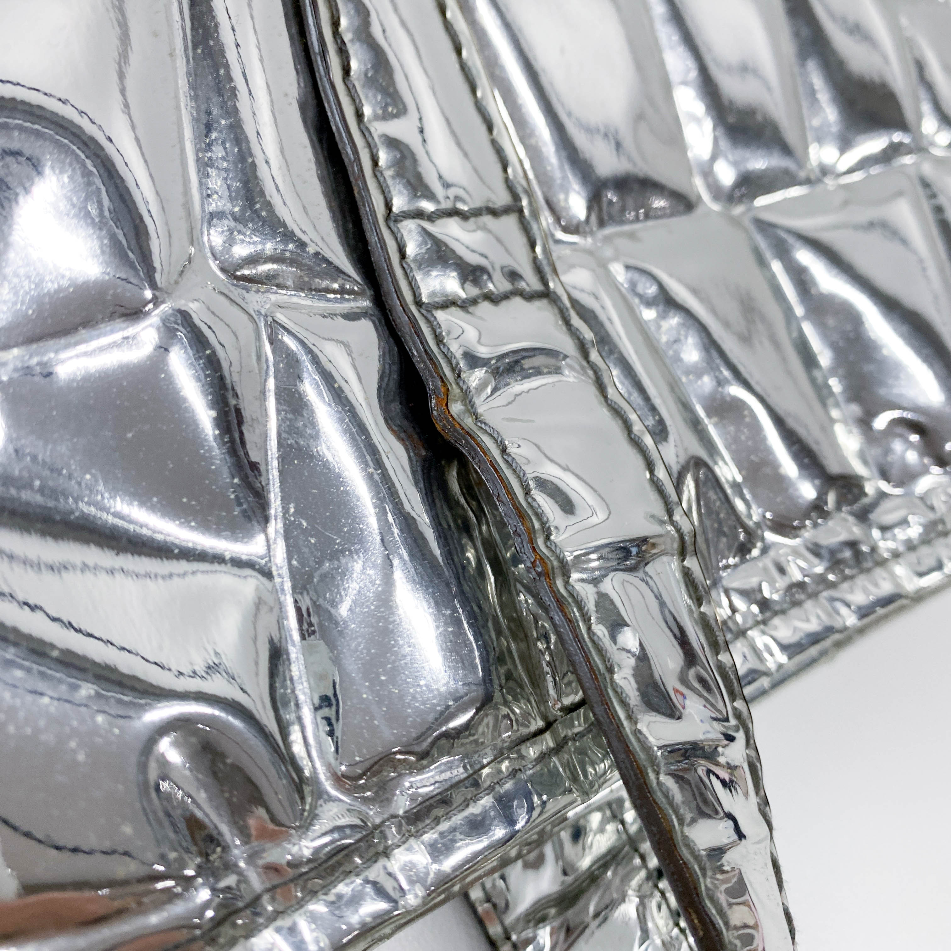 Silver Croc Embossed Patent Leather Tote Bag