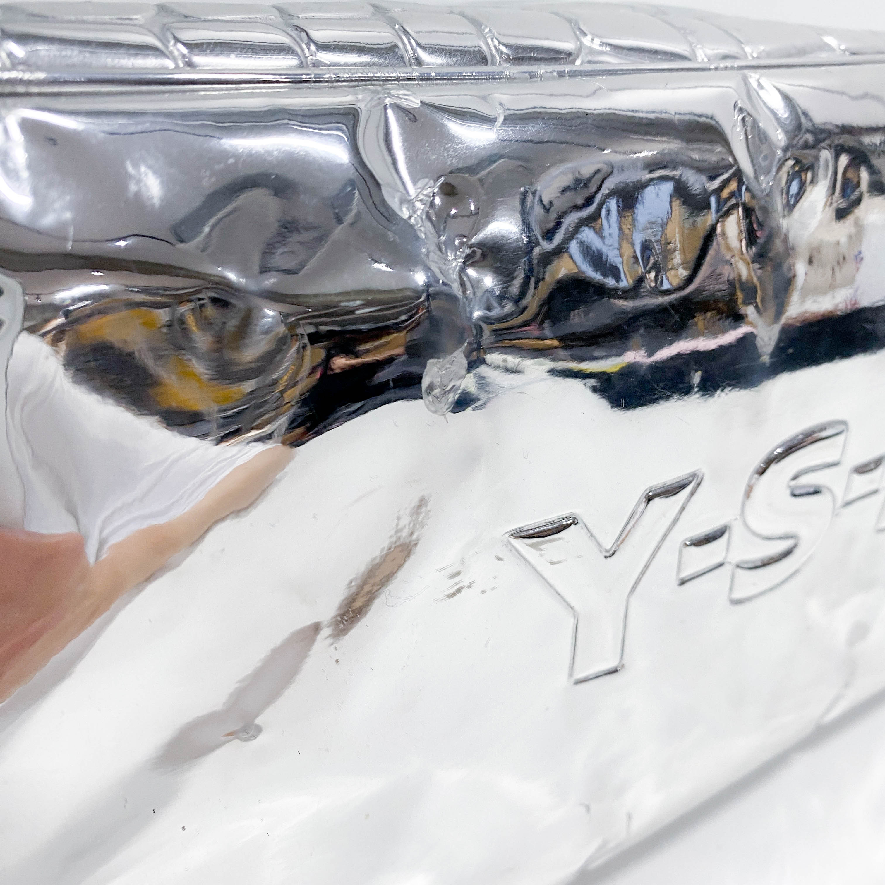 Silver Croc Embossed Patent Leather Tote Bag