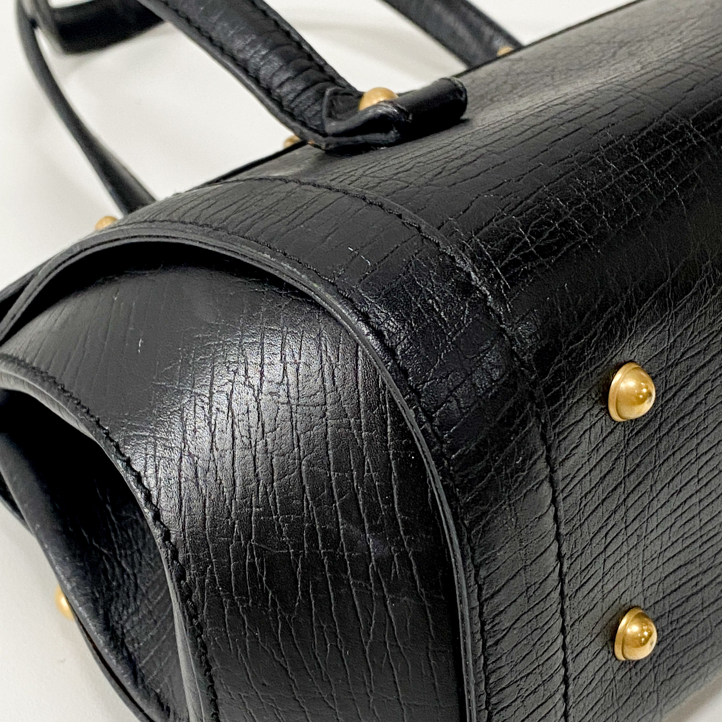 Bamboo Bullet Black Leather Shoulder Bag