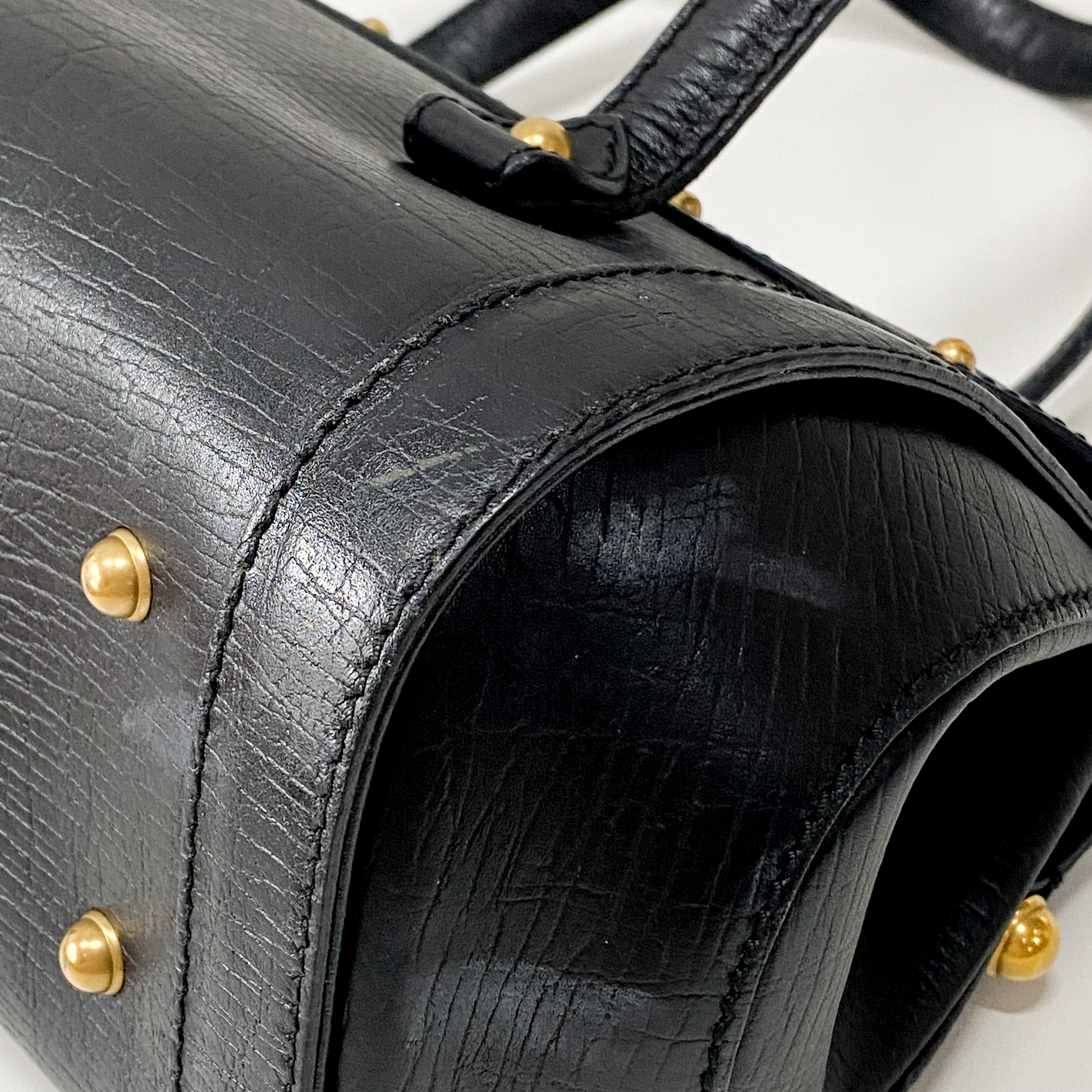Bamboo Bullet Black Leather Shoulder Bag