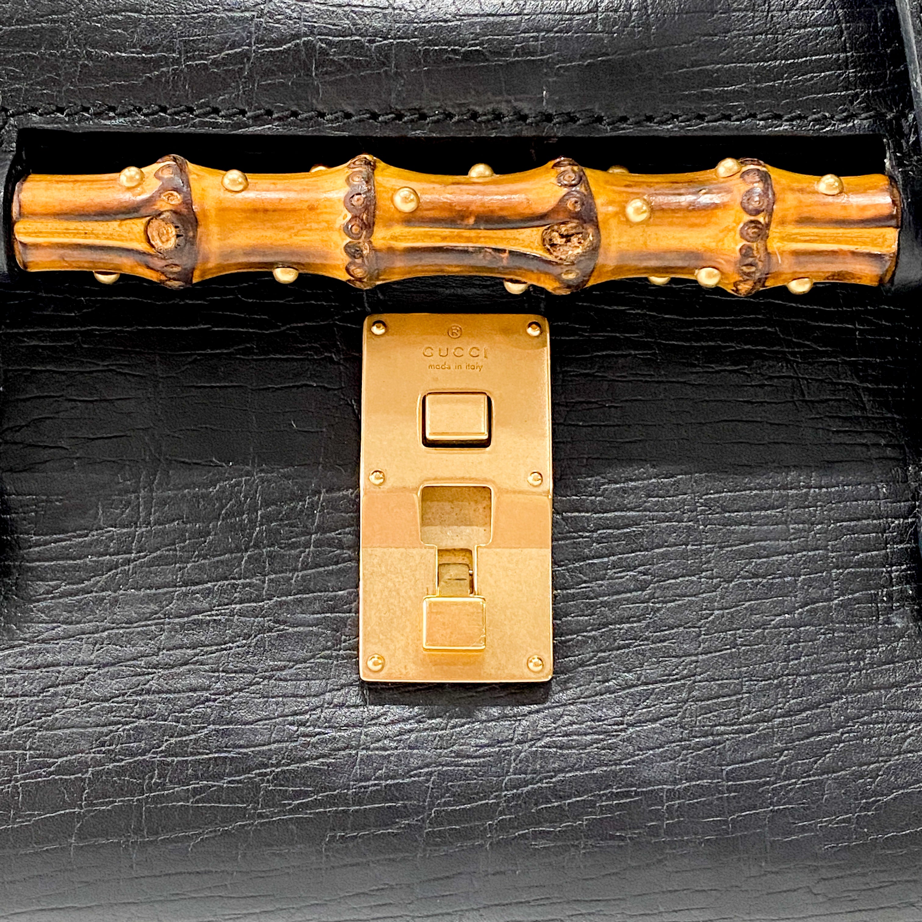 Bamboo Bullet Black Leather Shoulder Bag