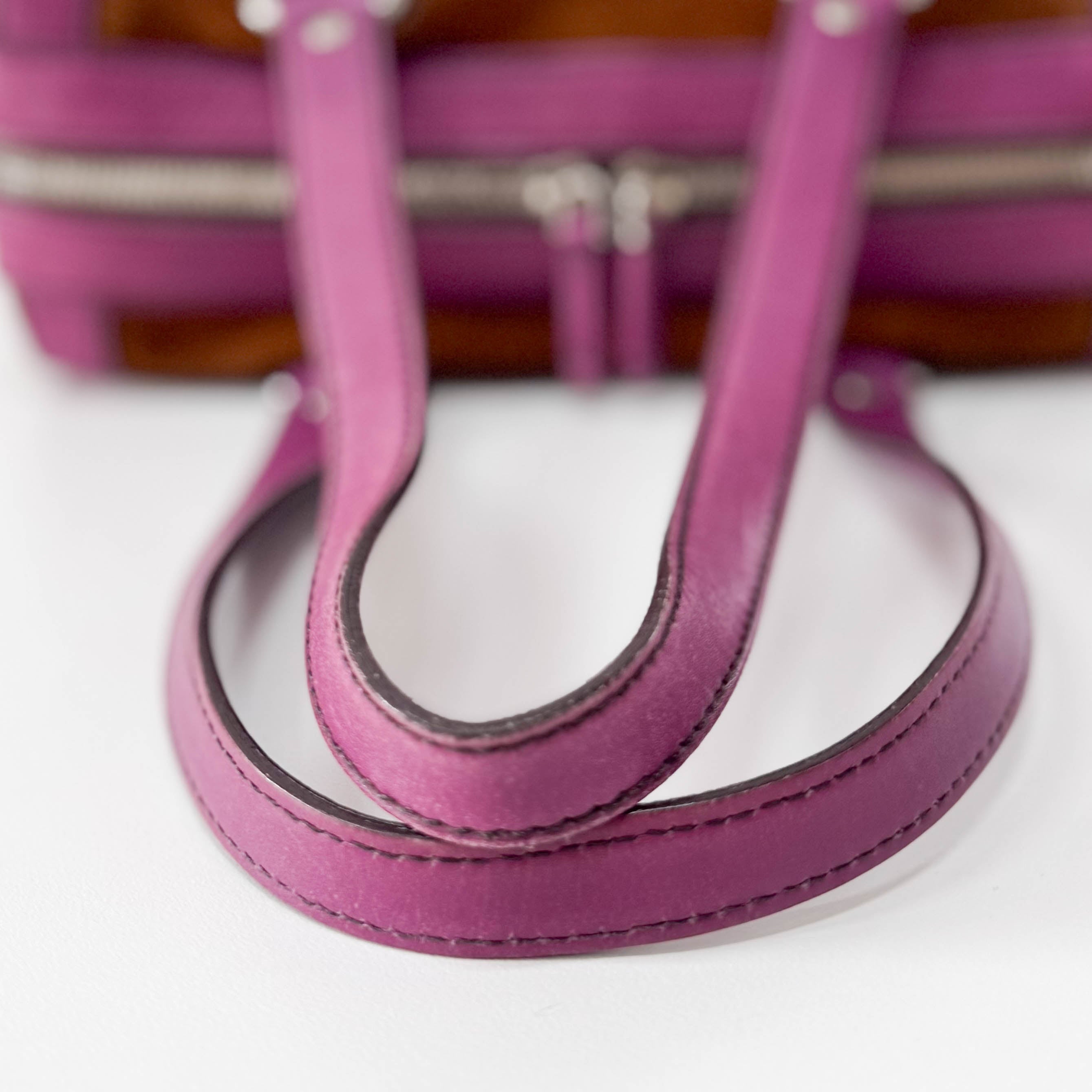 Brown Suede Purple Leather Shoulder Bag