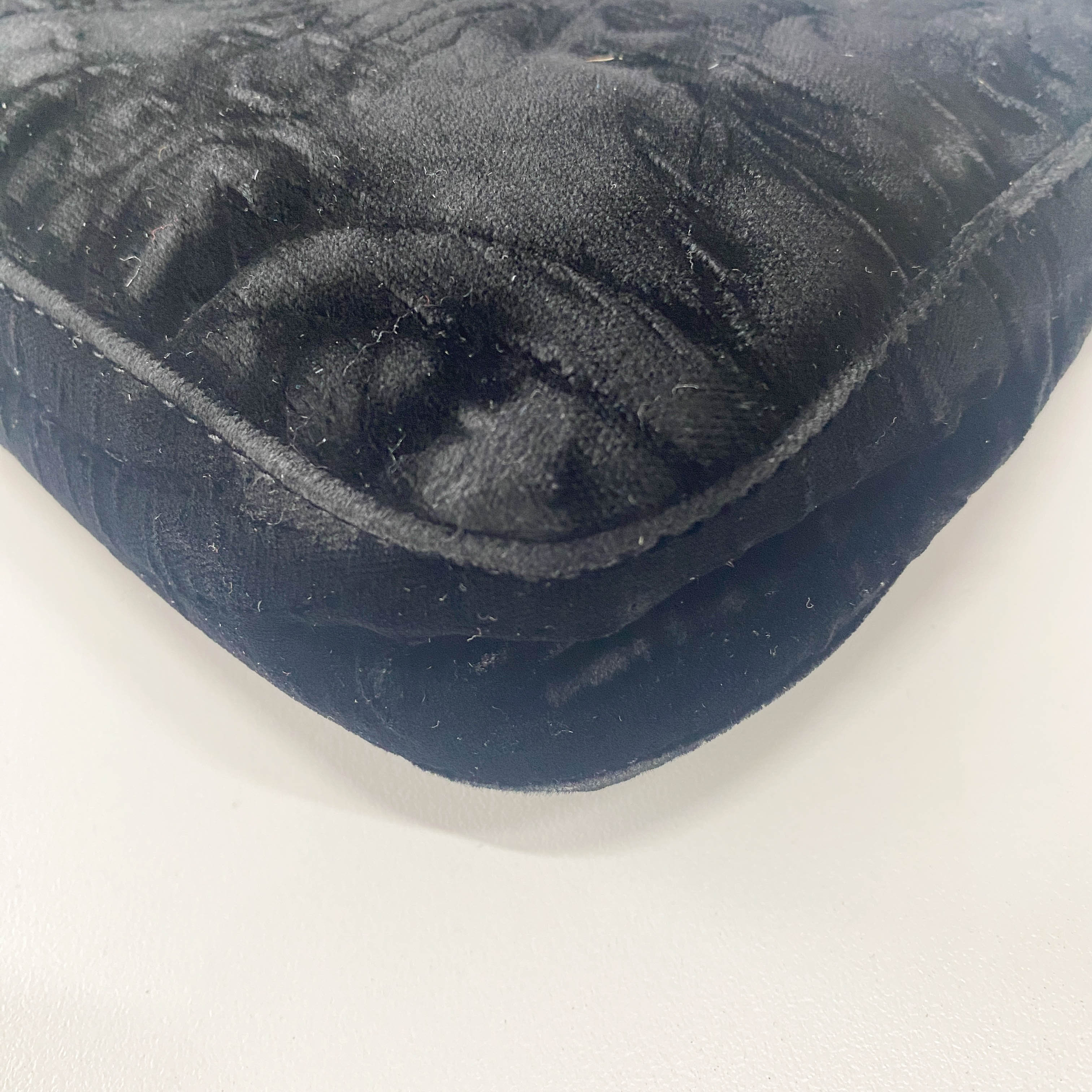 Baguette Black Velvet & Lizard Leather Shoulder Bag