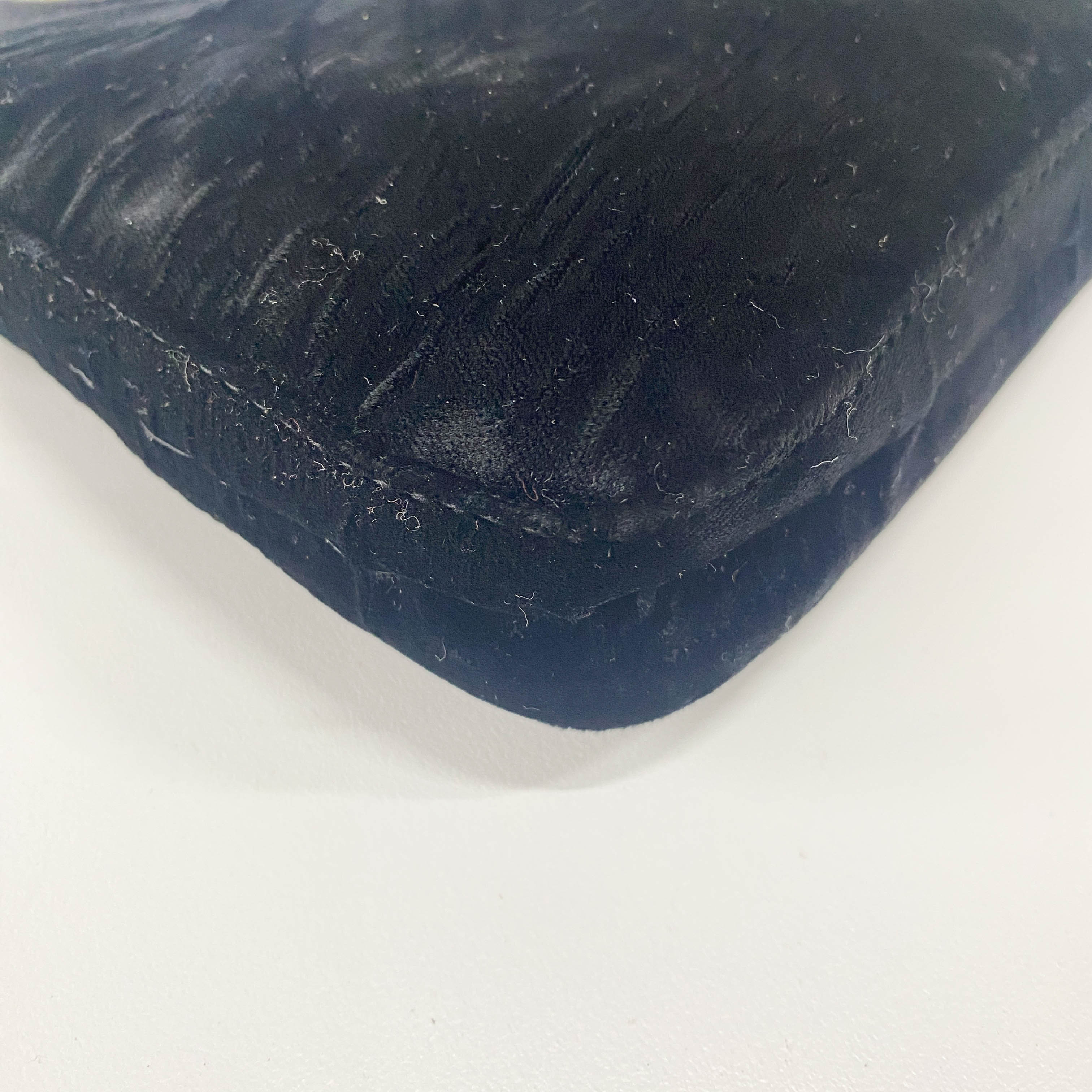 Baguette Black Velvet & Lizard Leather Shoulder Bag