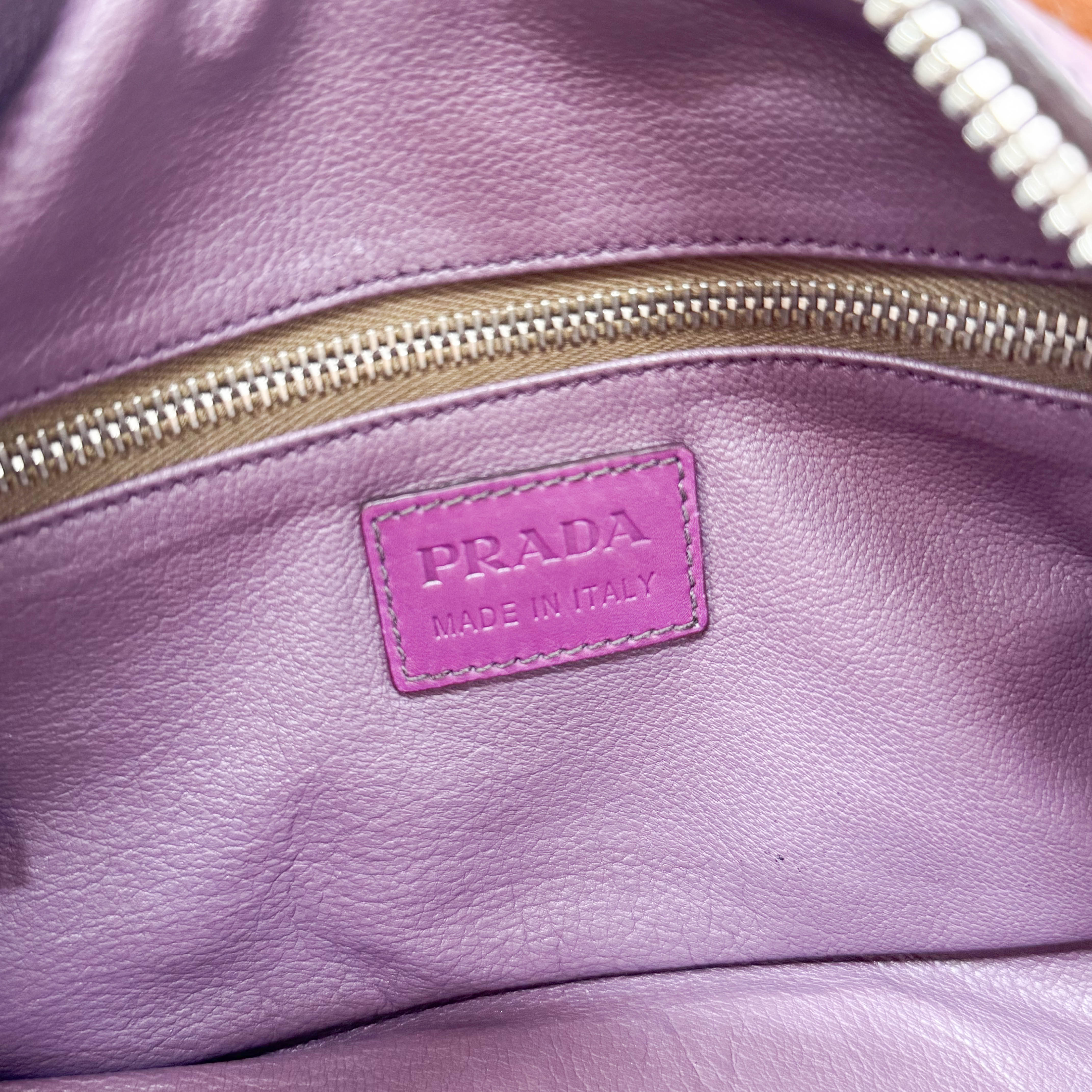 Brown Suede Purple Leather Shoulder Bag